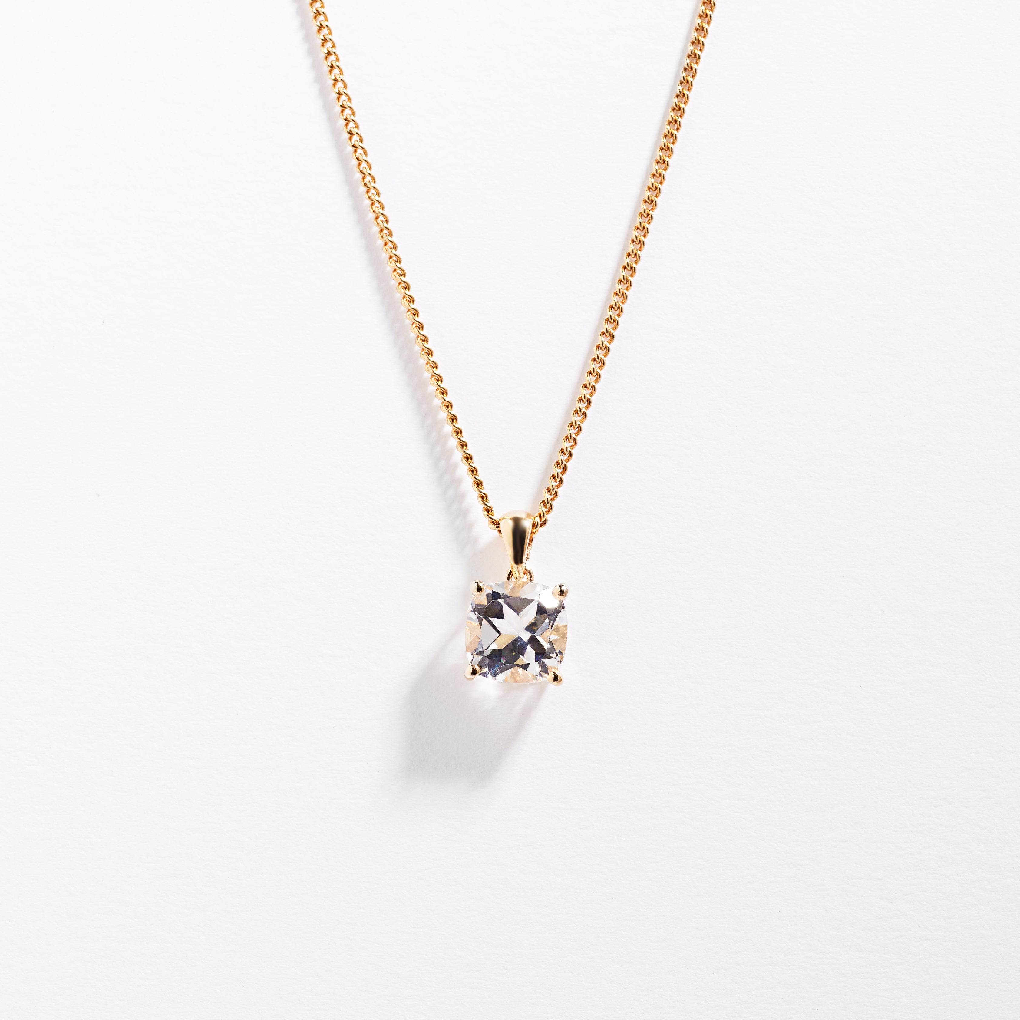 9K Yellow Gold White Topaz April Birthstone Pendant