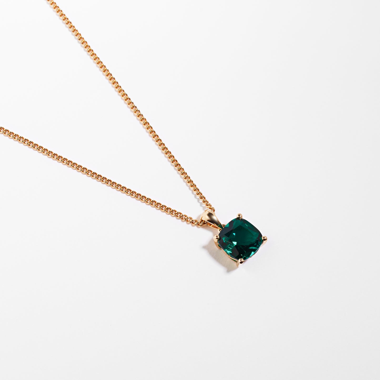 9K Yellow Gold Created Emerald May Birthstone Pendant