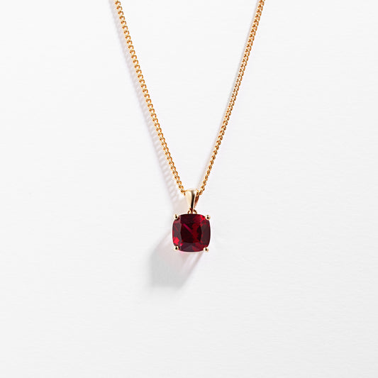 9K Yellow Gold Created Ruby July Birthstone Pendant