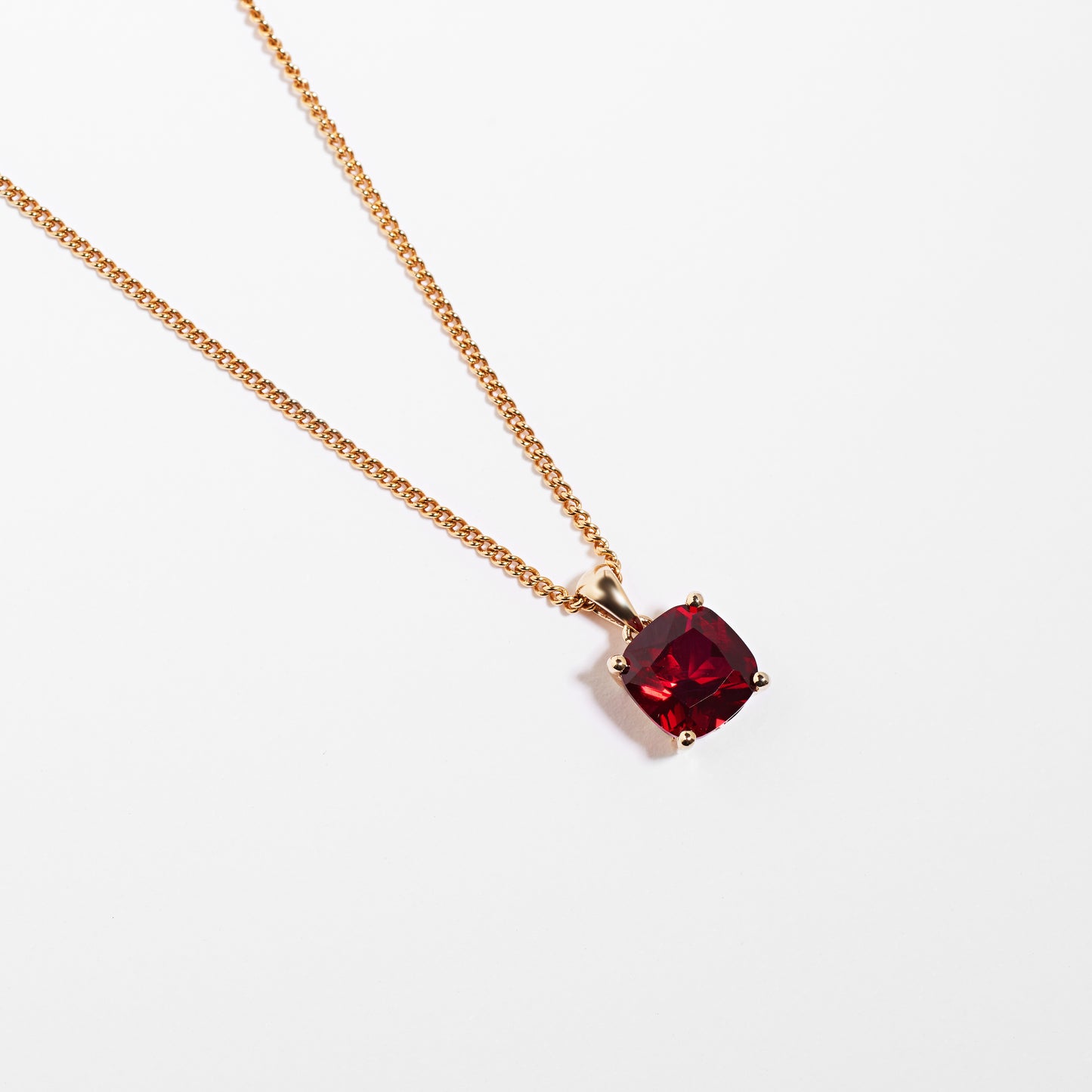 9K Yellow Gold Created Ruby July Birthstone Pendant