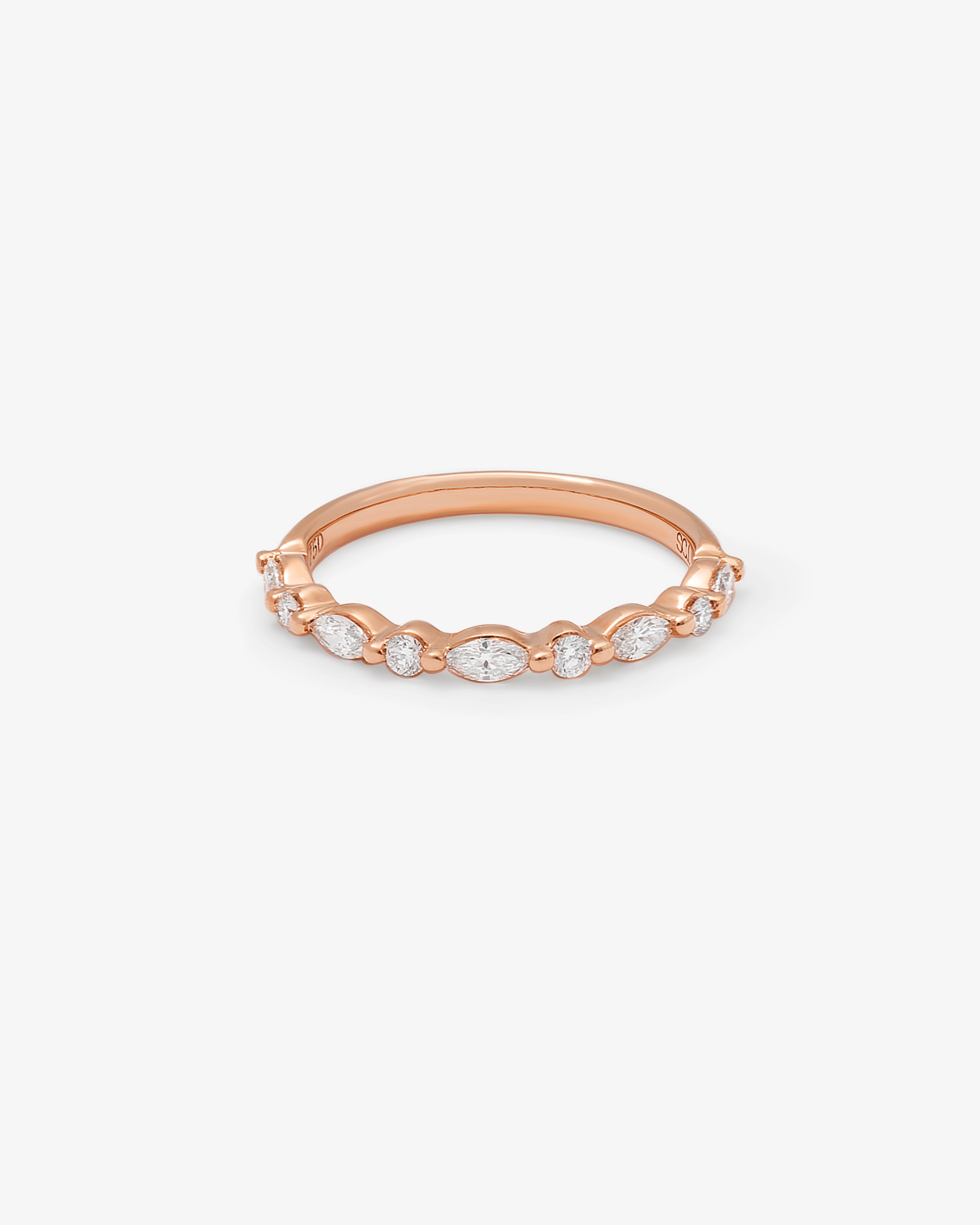 18K Rose Gold Brilliant And Marquise Alternating Floating Diamond Band