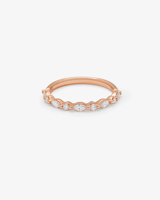 18K Rose Gold Brilliant And Marquise Alternating Floating Diamond Band 0.35tdw