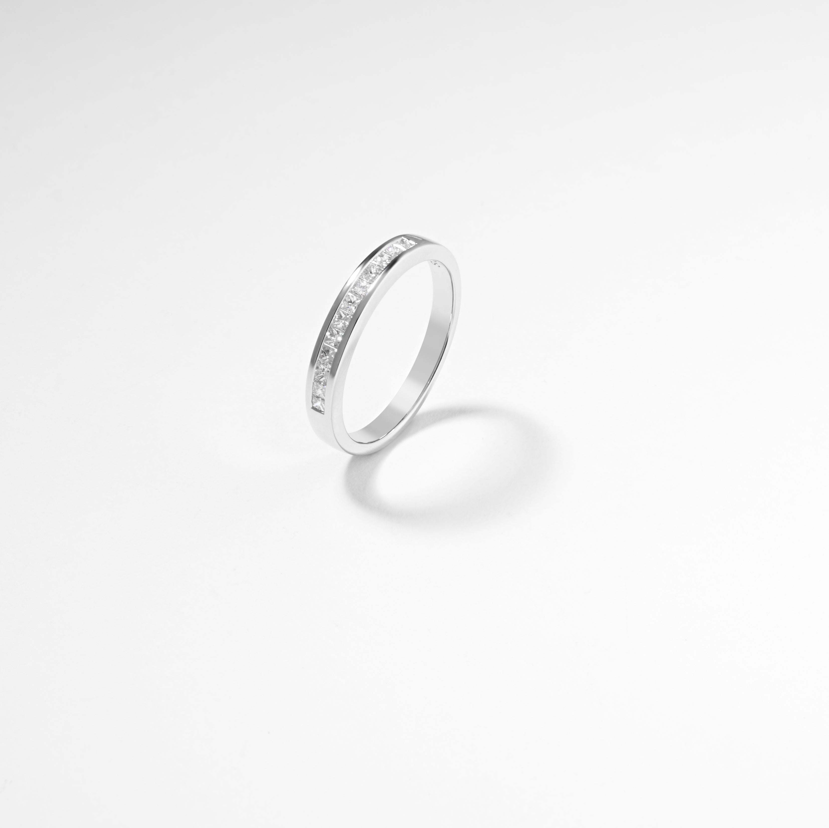 18K White Gold Princess Cut Diamond Channel Set Band