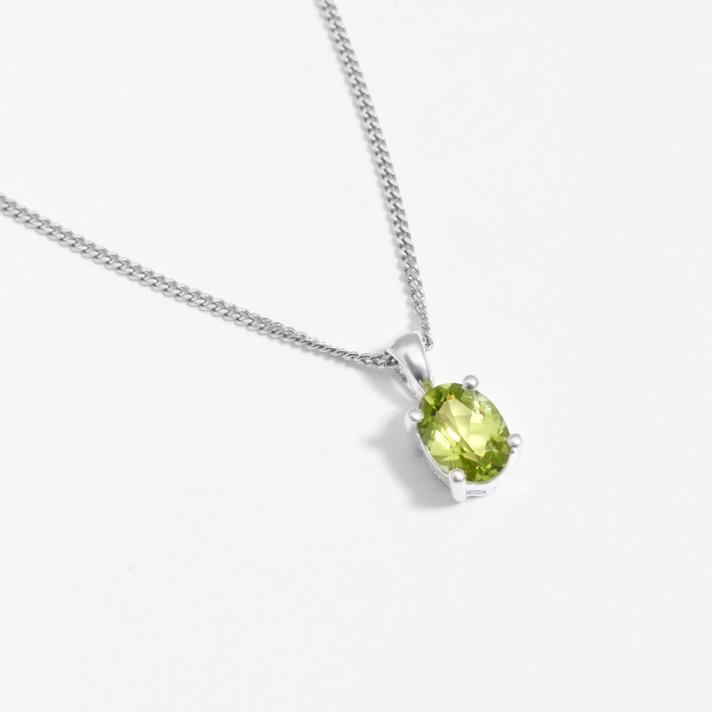 Sterling Silver Oval Peridot August Birthstone Pendant