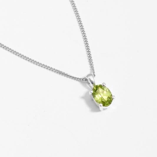 Sterling Silver Oval Peridot August Birthstone Pendant