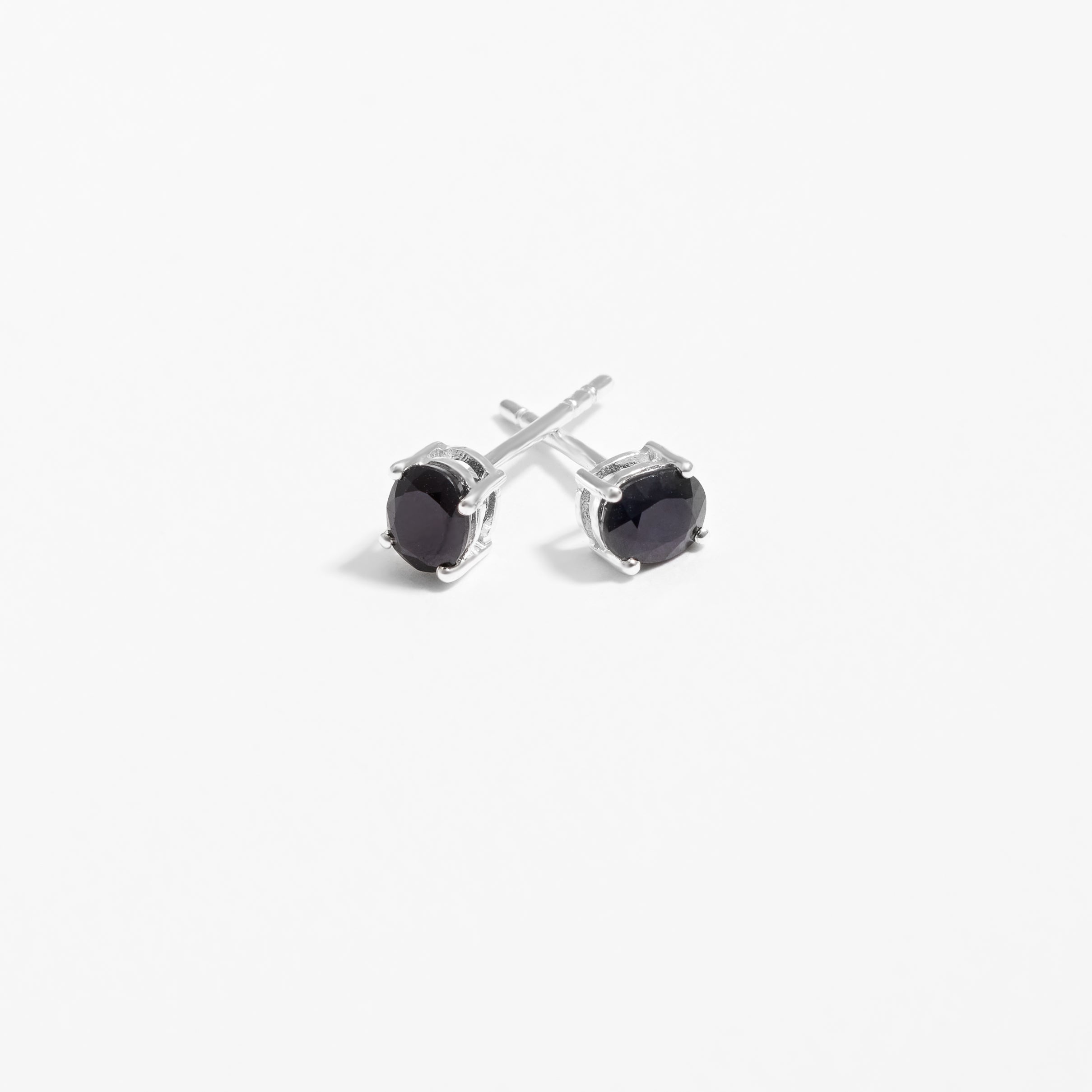 Sterling Silver Oval Black Sapphire September Birthstone Stud Earrings