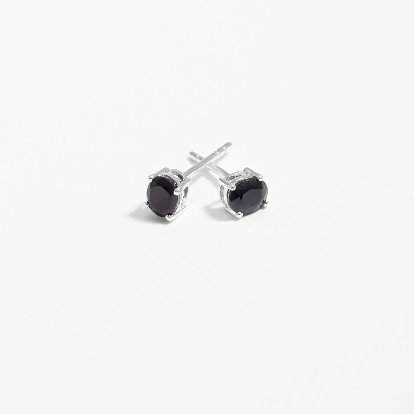 Sterling Silver Oval Black Sapphire September Birthstone Stud Earrings