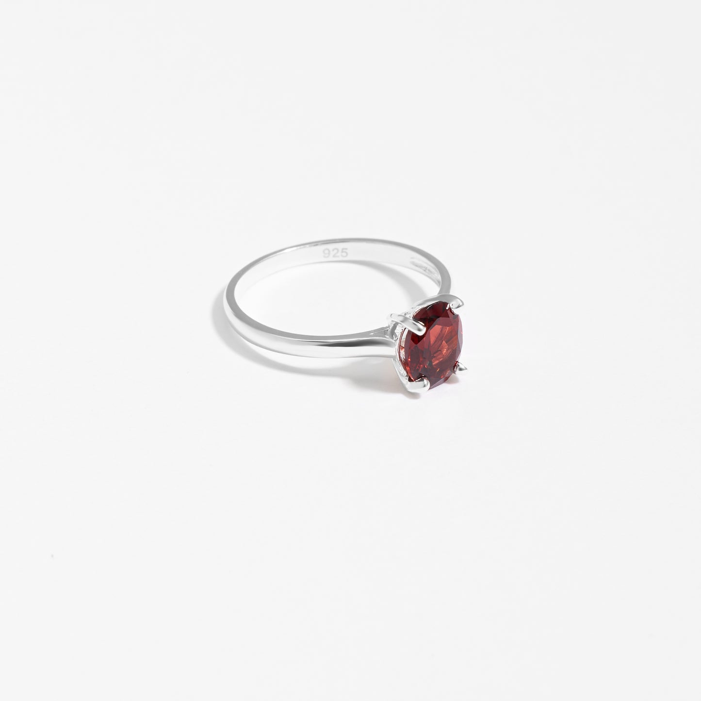 Sterling Silver Oval Garnet January Birthstone Ring