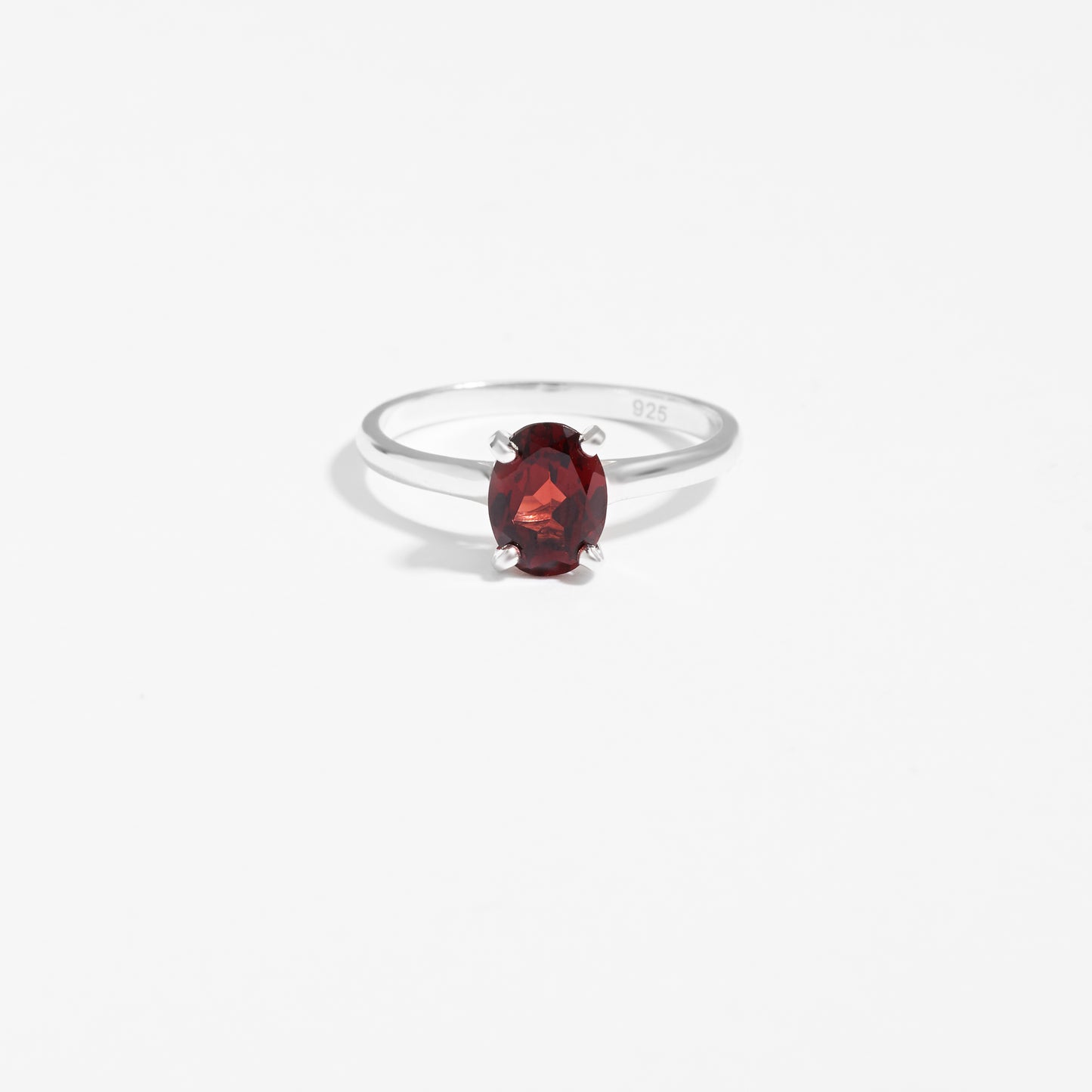 Sterling Silver Oval Garnet January Birthstone Ring