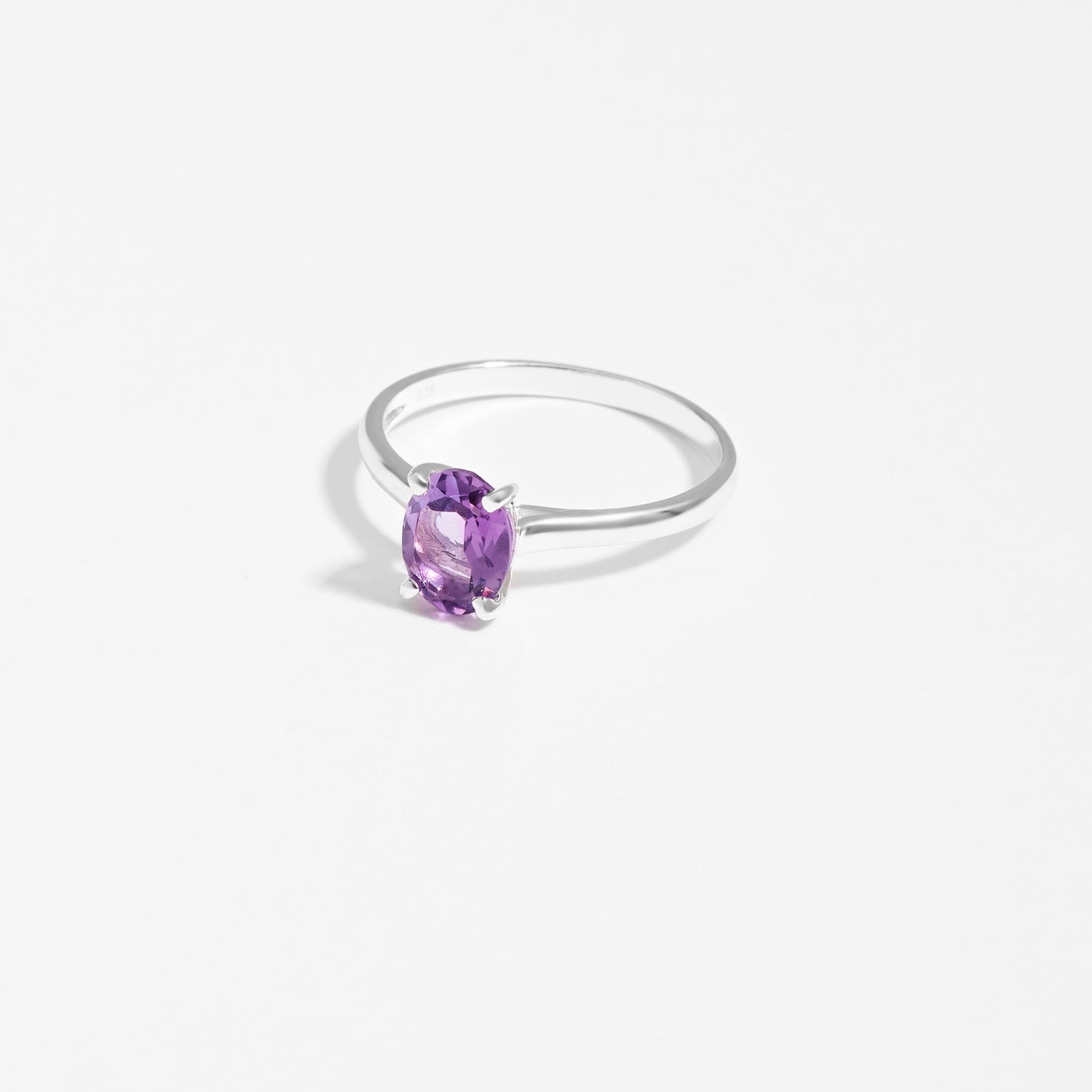 Sterling Silver Oval Amethyst February Birthstone Ring