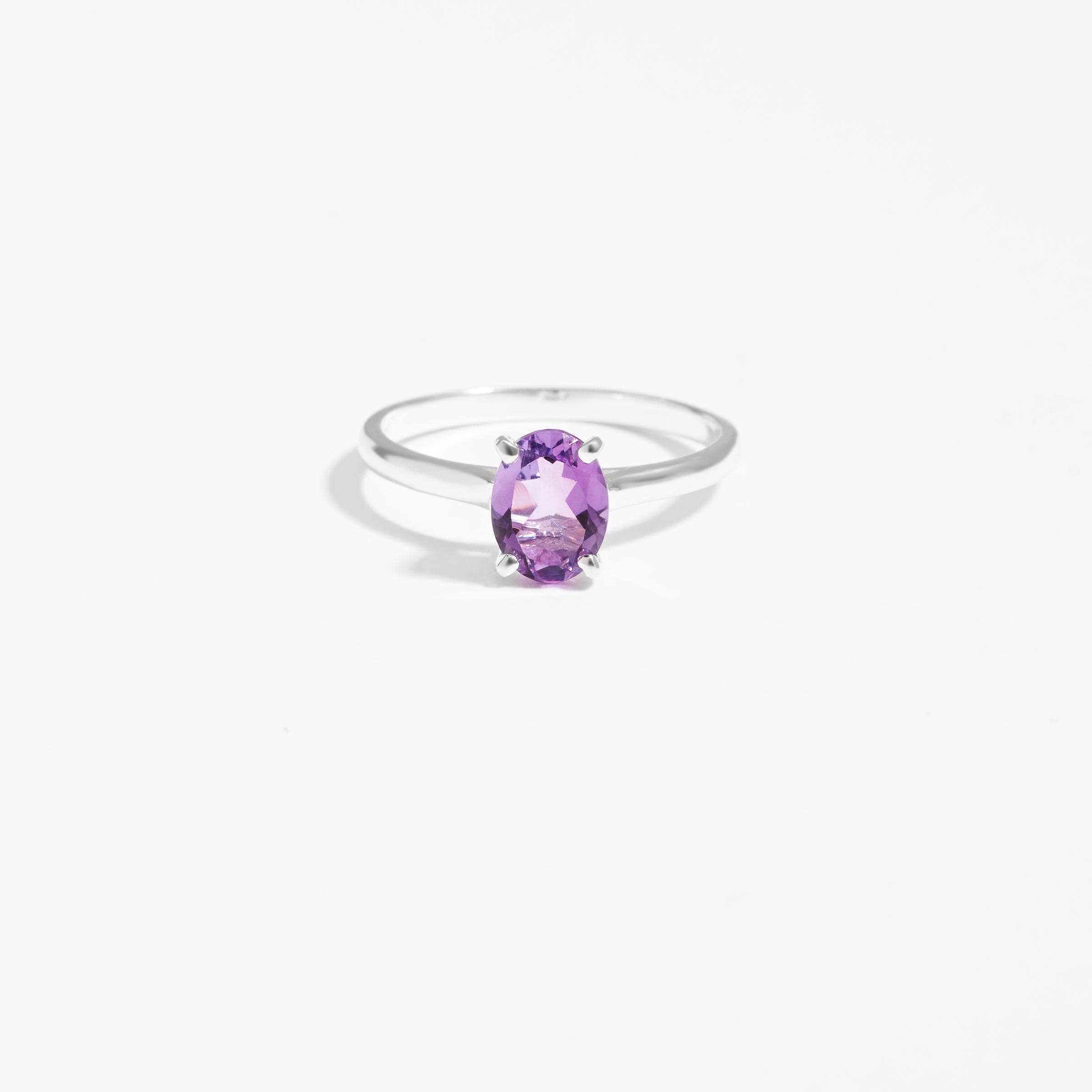 Sterling Silver Oval Amethyst February Birthstone Ring