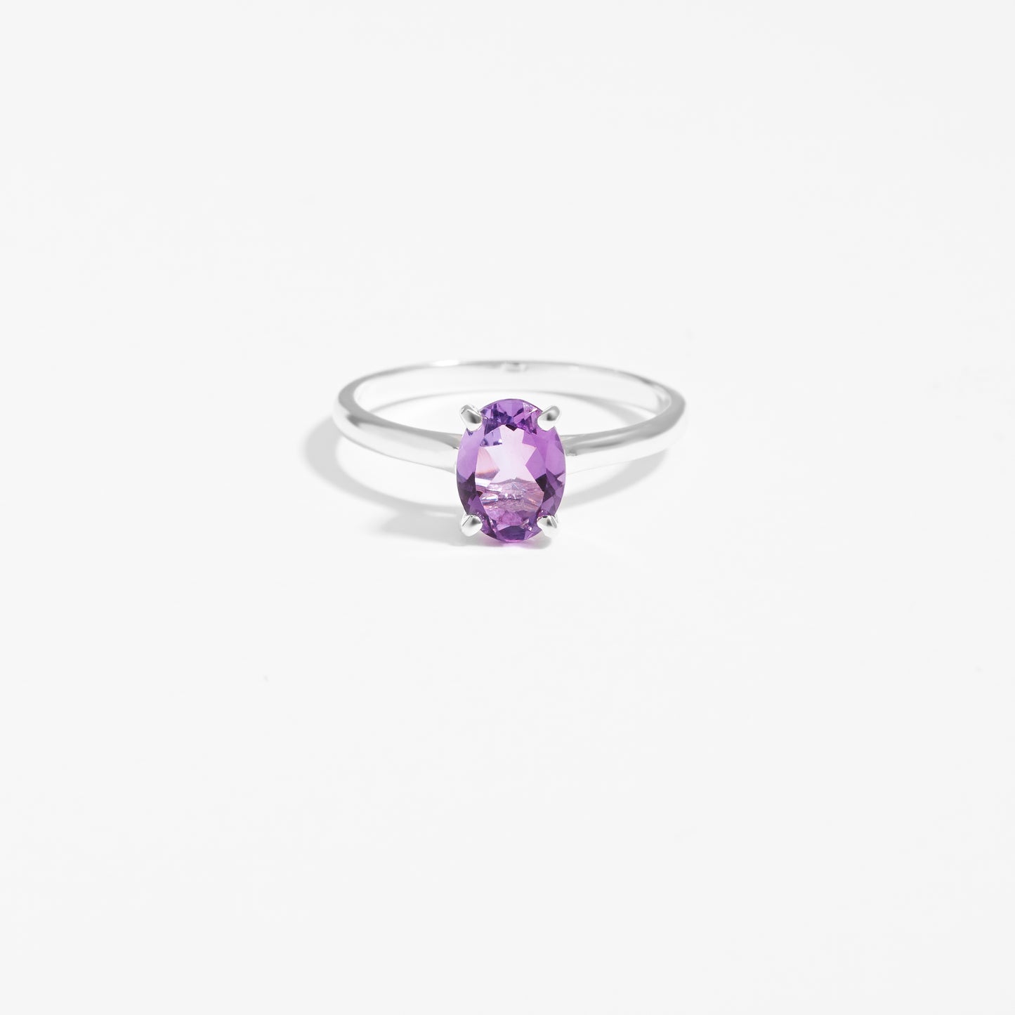 Sterling Silver Oval Amethyst February Birthstone Ring