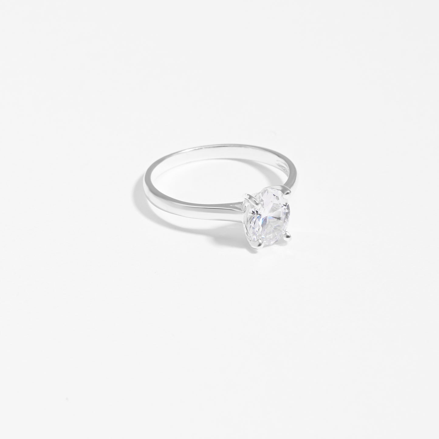 Sterling Silver Oval Zirconia April Birthstone Ring