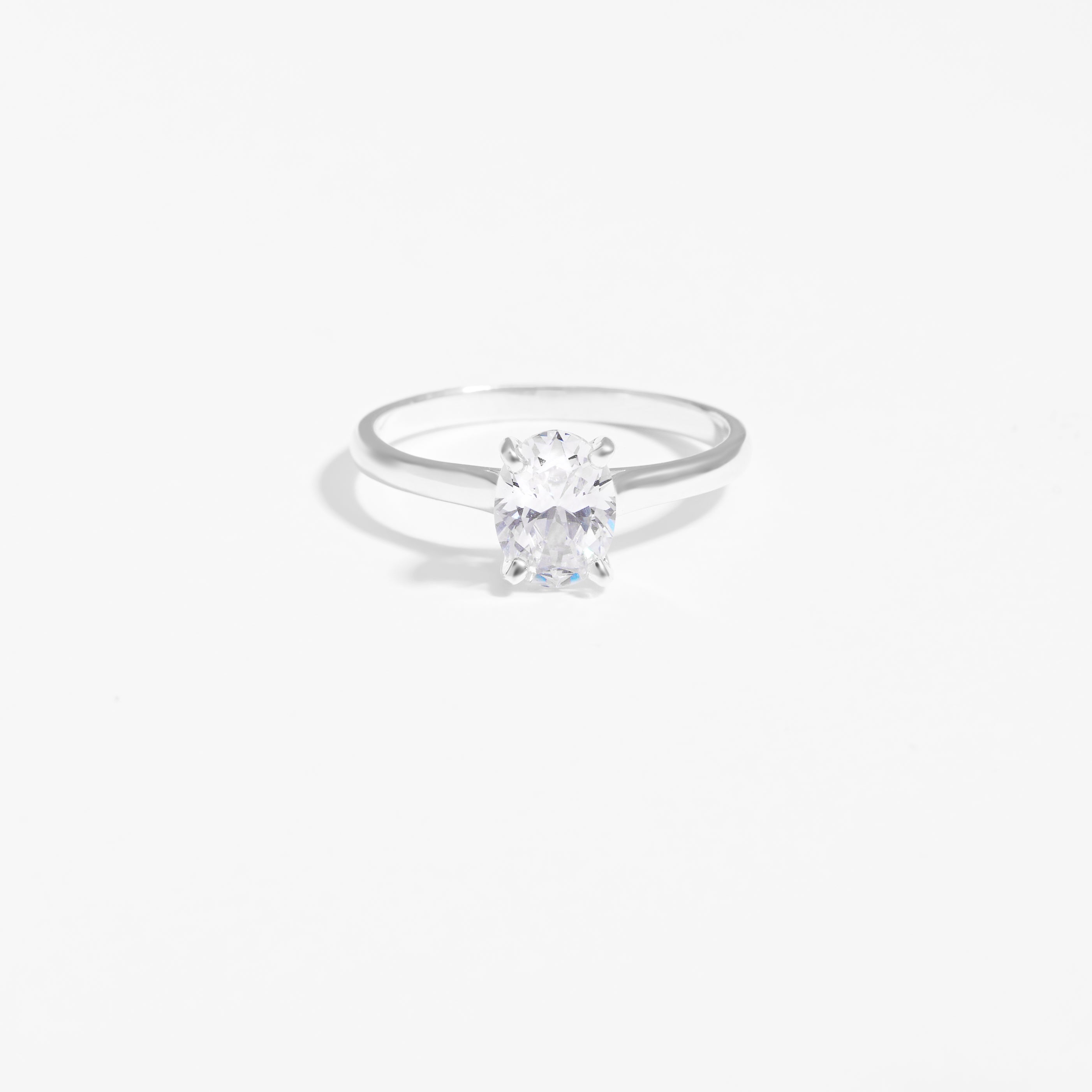Sterling Silver Oval Zirconia April Birthstone Ring