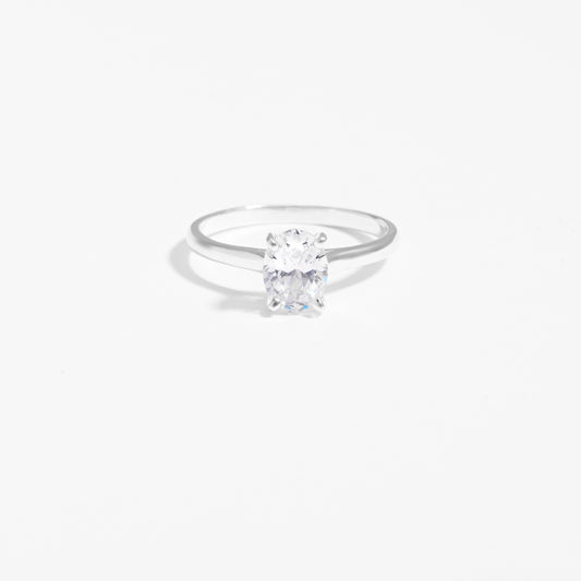 Sterling Silver Oval Zirconia April Birthstone Ring