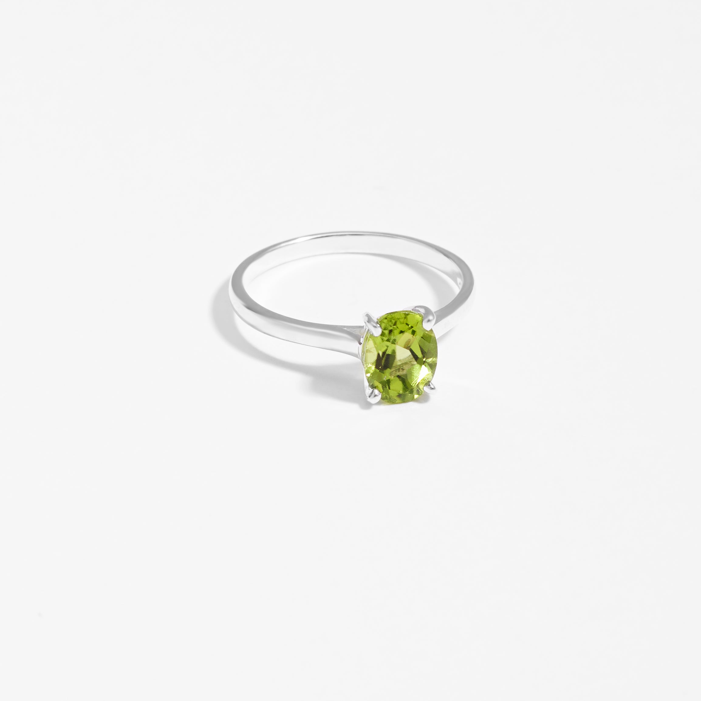Sterling Silver Oval Peridot August Birthstone Ring