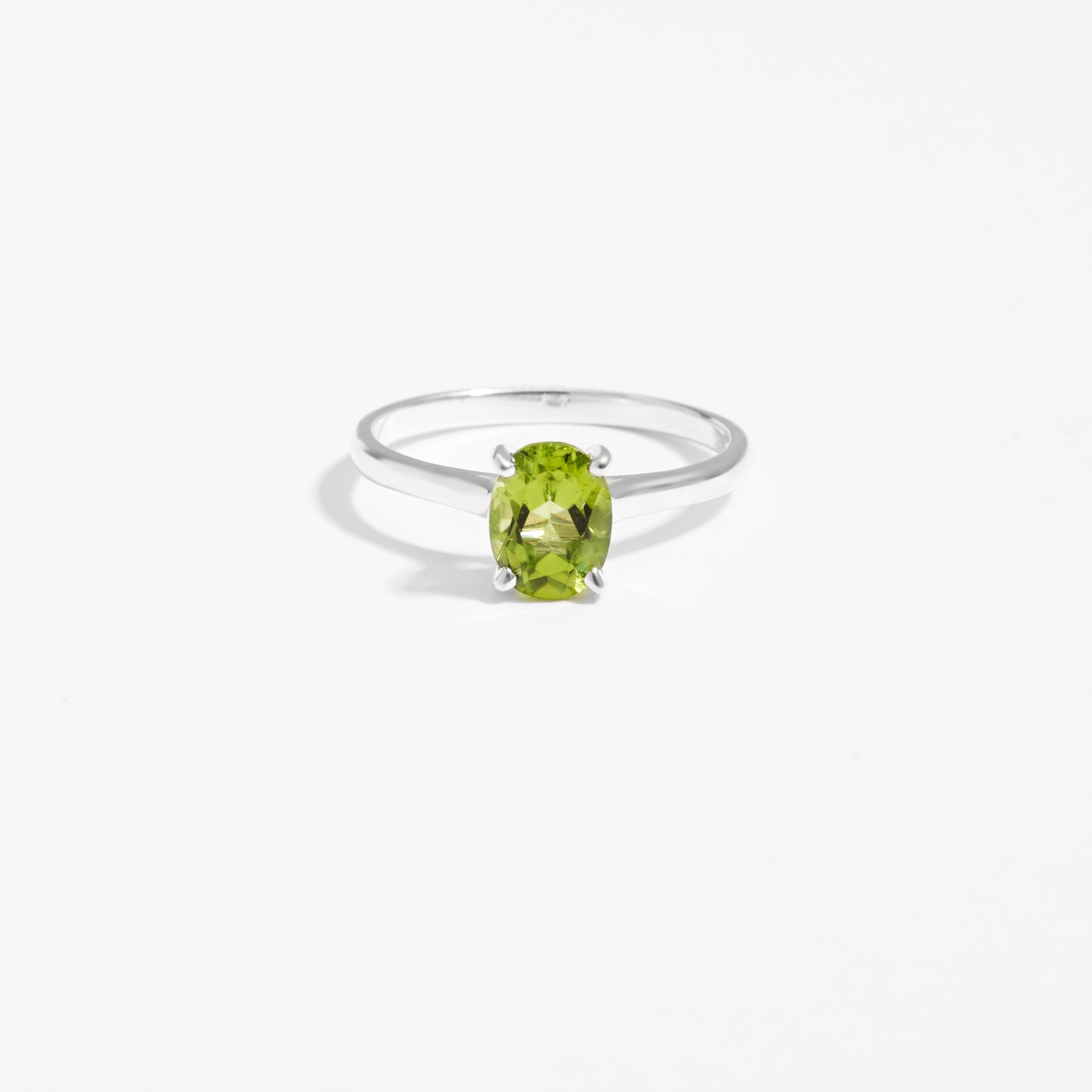Sterling Silver Oval Peridot August Birthstone Ring