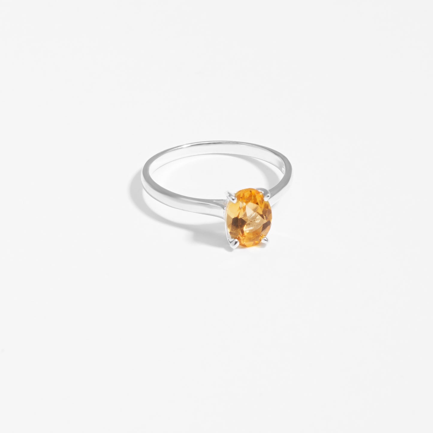 Sterling Silver Oval Citrine November Birthstone Ring