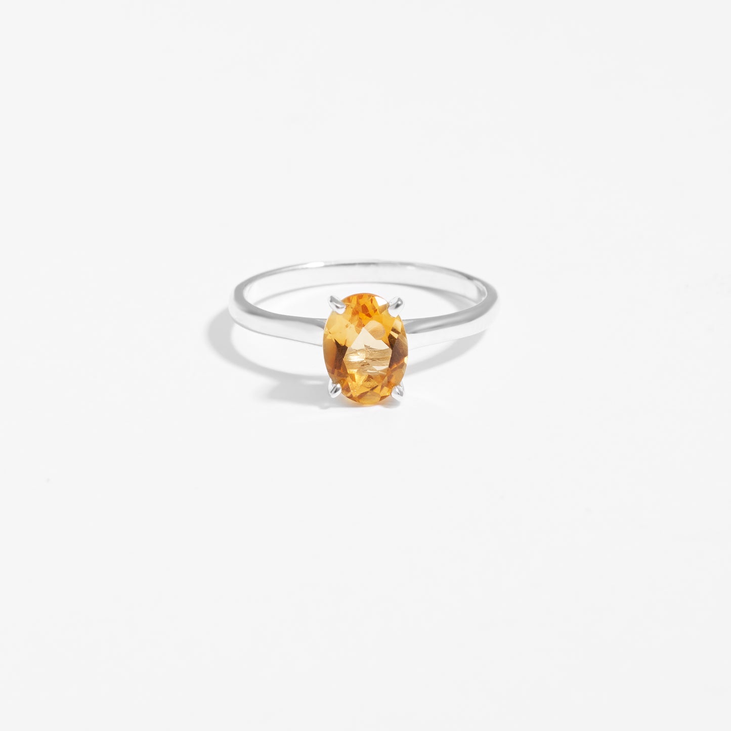 Sterling Silver Oval Citrine November Birthstone Ring