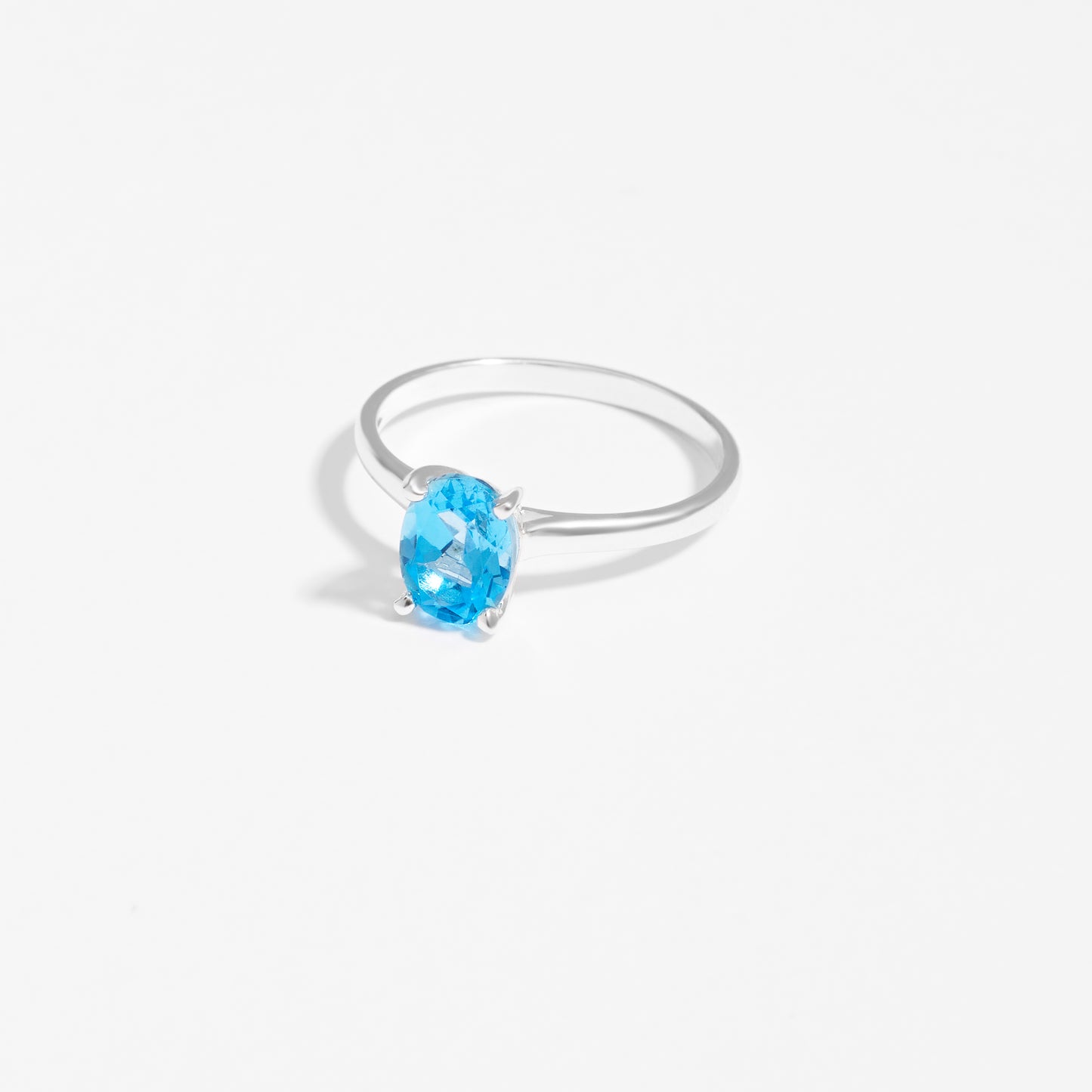 Sterling Silver Oval Swiss Blue Topaz December Birthstone Ring