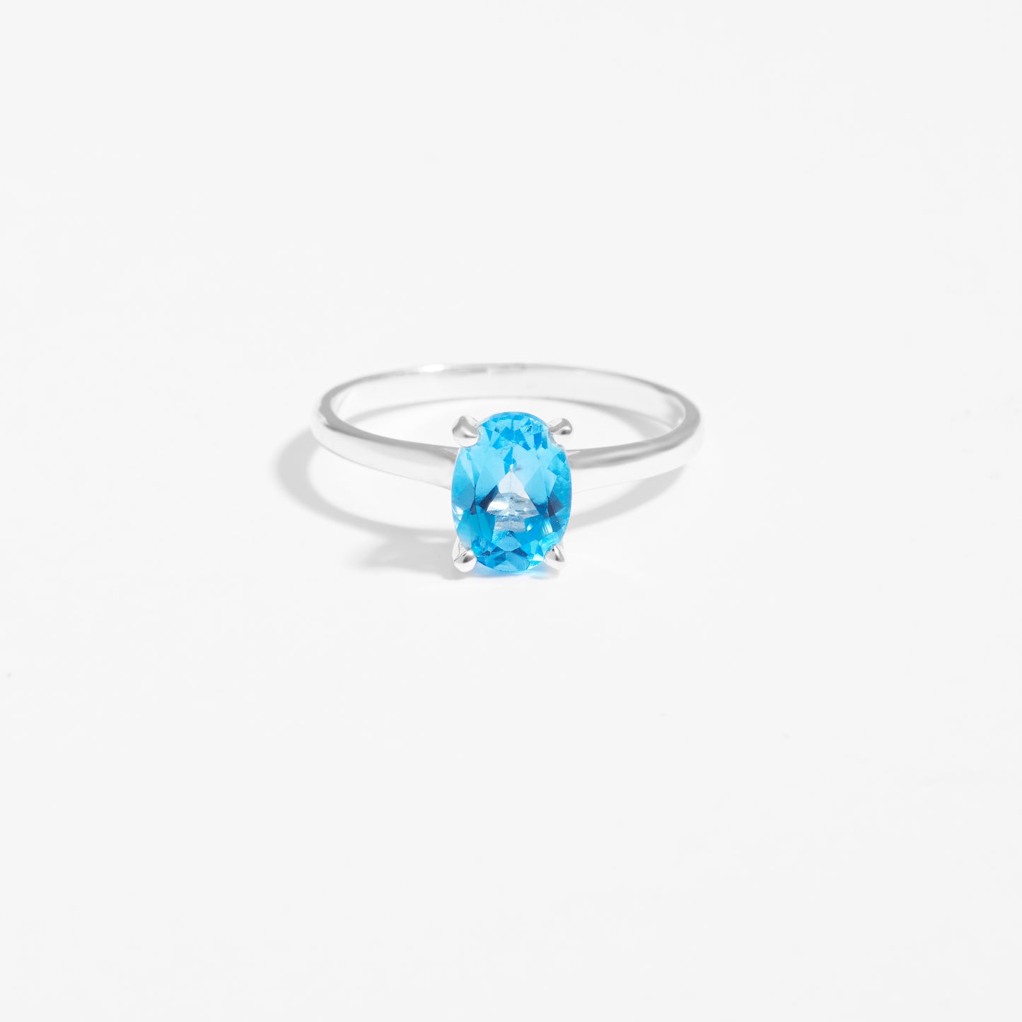 Sterling Silver Oval Swiss Blue Topaz December Birthstone Ring