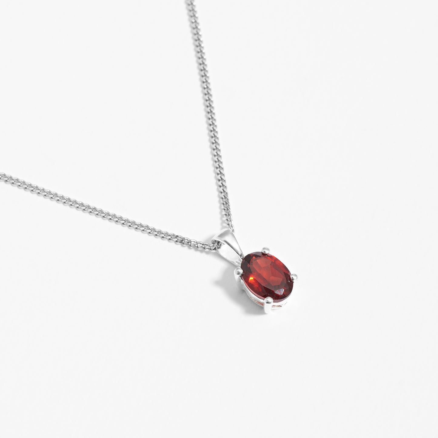 Sterling Silver Oval Garnet January Birthstone Pendant