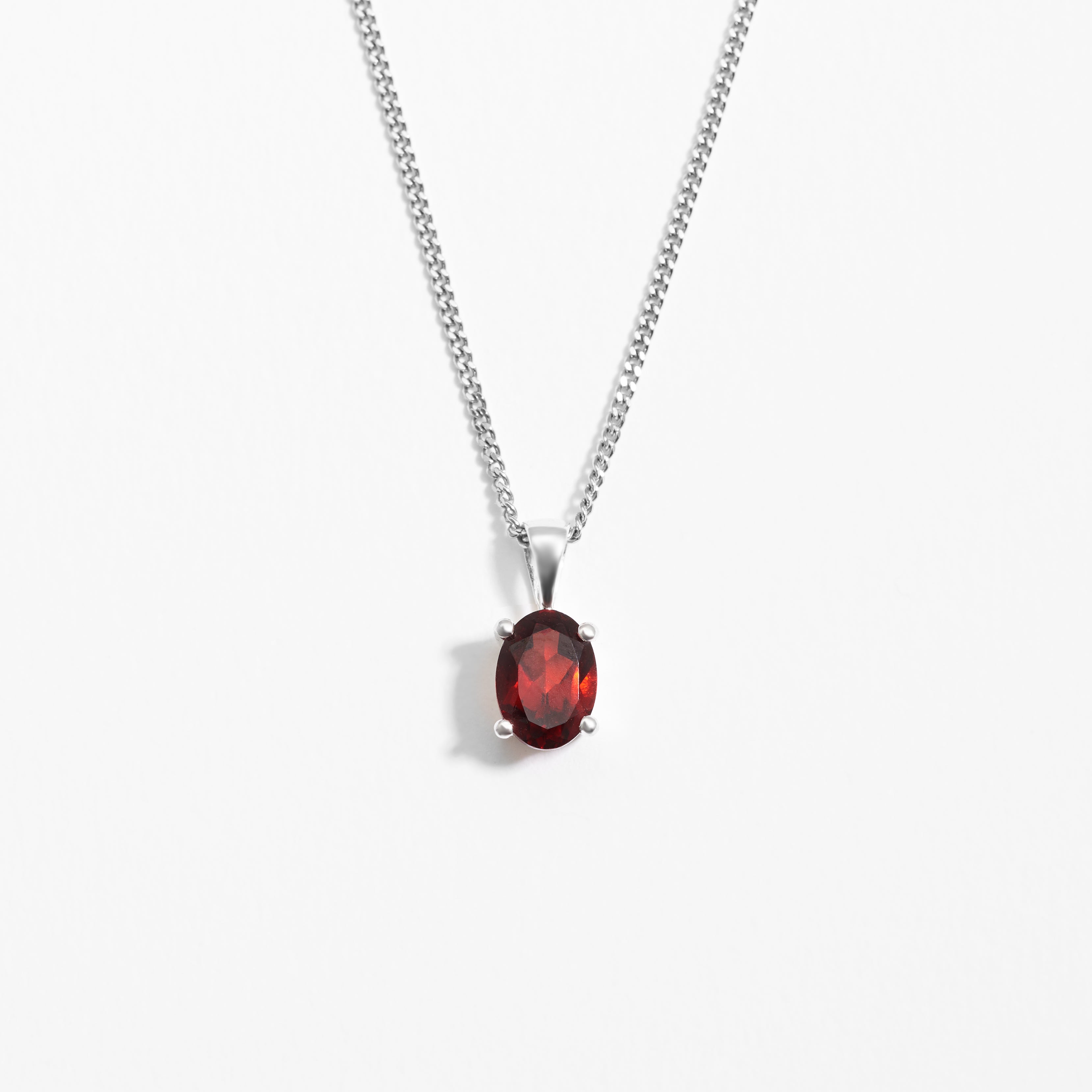 Sterling Silver Oval Garnet January Birthstone Pendant