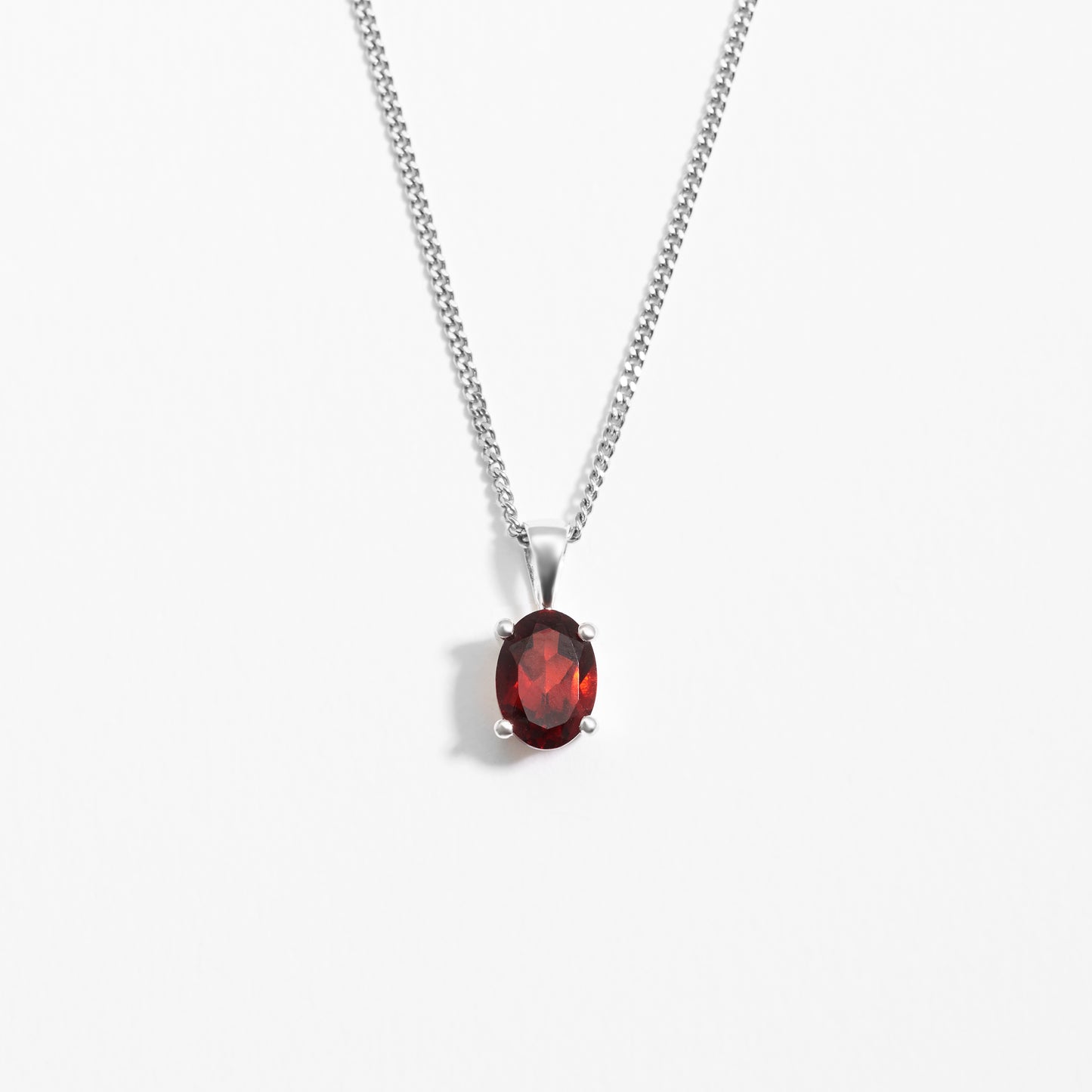 Sterling Silver Oval Garnet January Birthstone Pendant