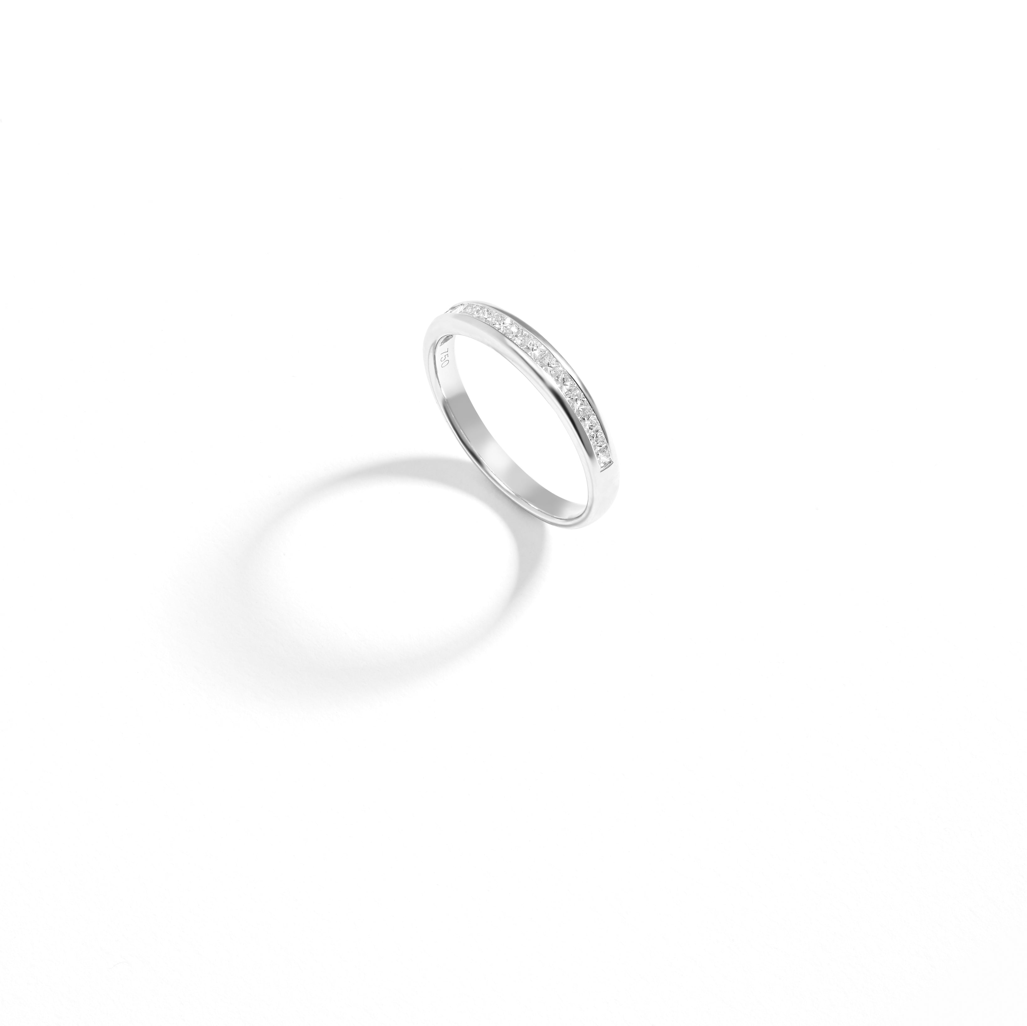 18K White Gold 0.5tdw Princess Cut Diamond Channel Wedding/Eternity Ring 3.5mm