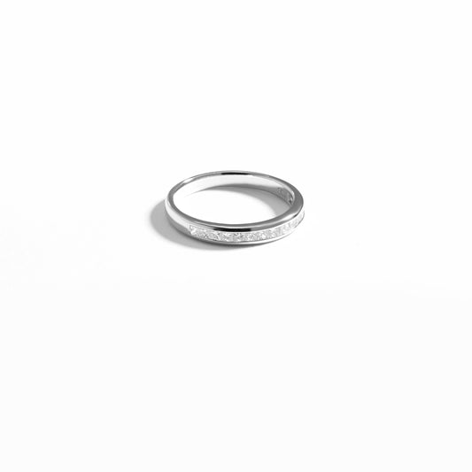 18K White Gold 0.5tdw Princess Cut Diamond Channel Wedding/Eternity Ring 3.5mm