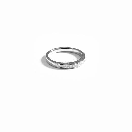 9K White Gold 0.39tdw Princess Cut Diamond Channel Set Filigree Wedding Ring