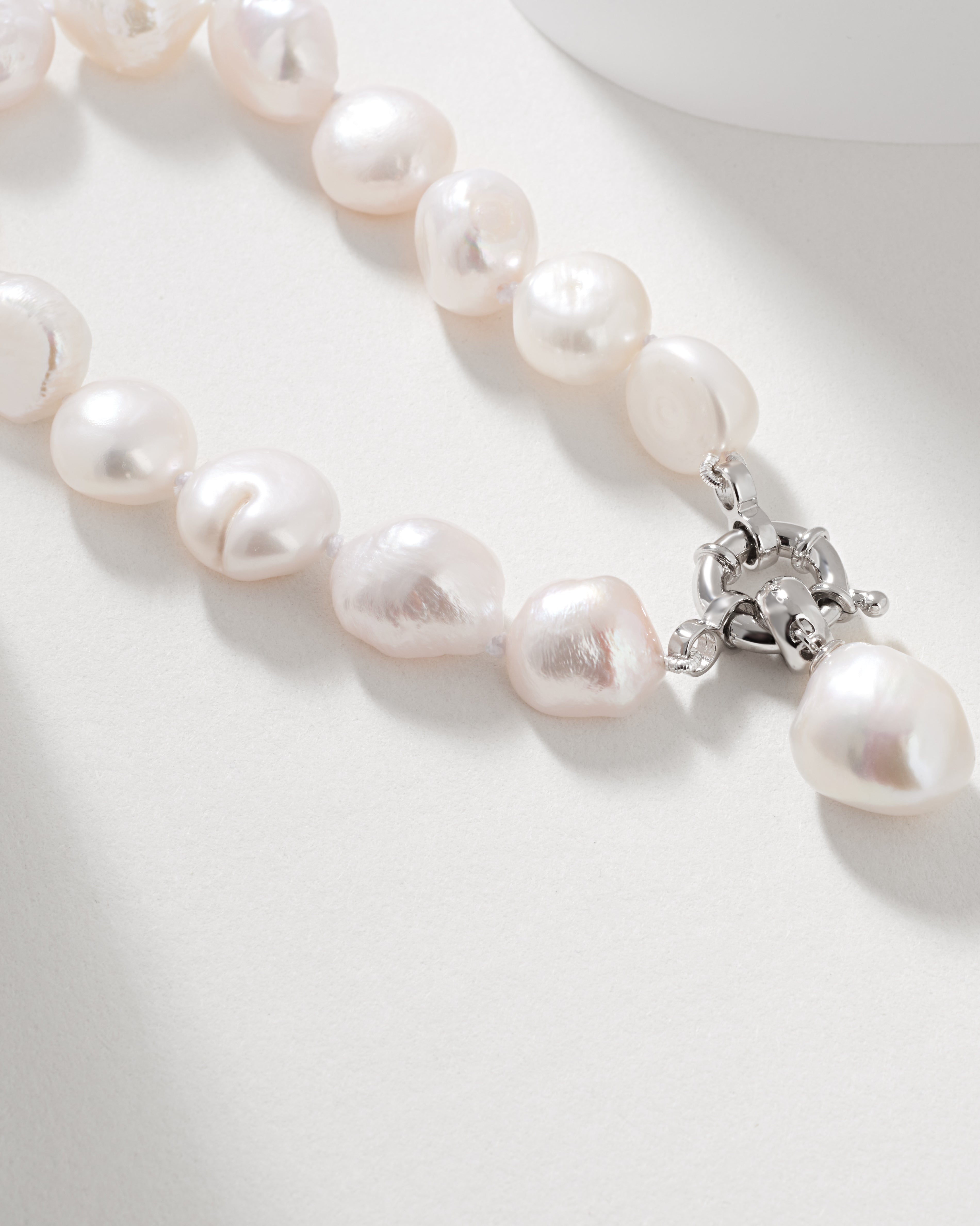 Silver Keshi Freshwater Pearl Bracelet with Bolt Ring Clasp + Charm