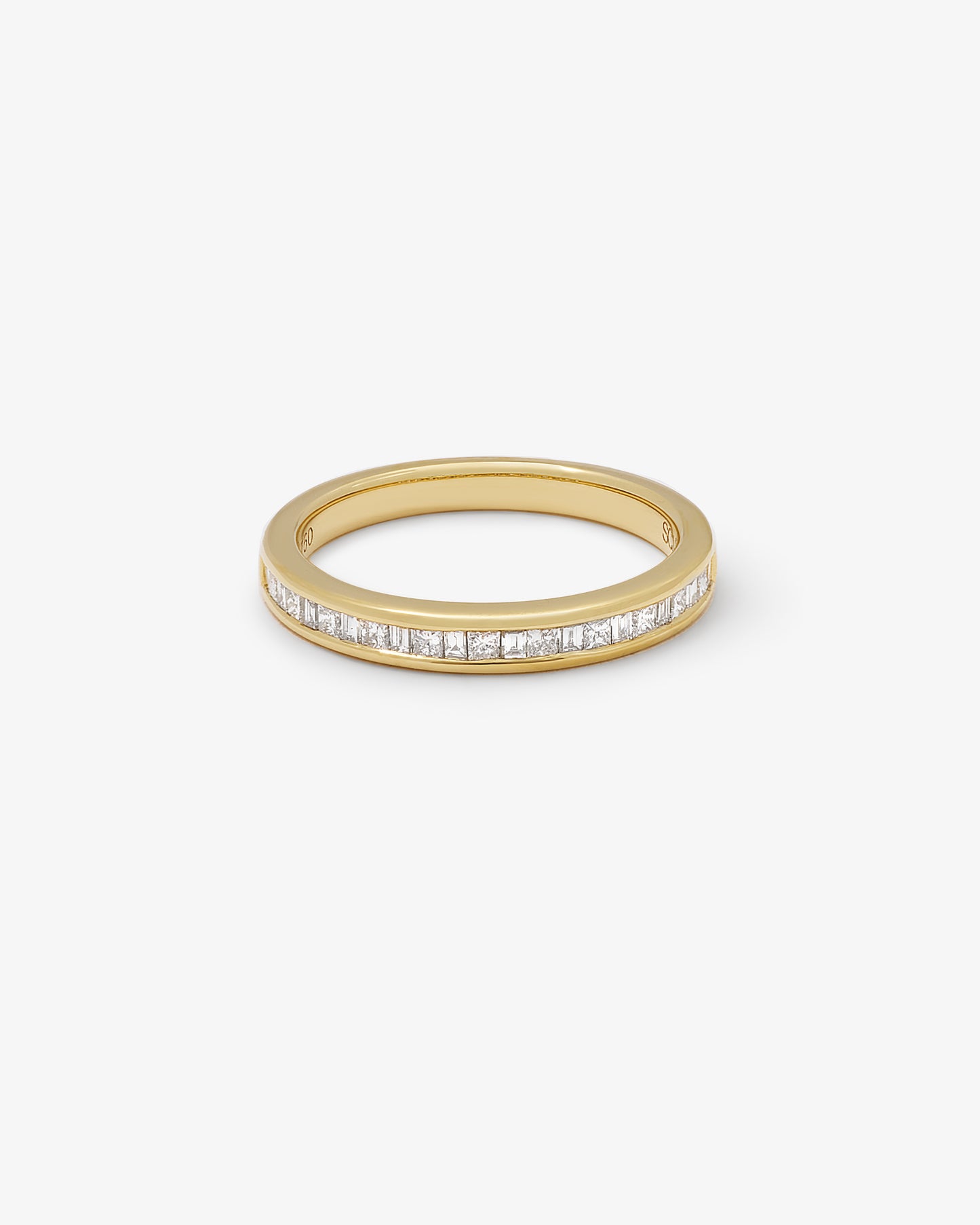 18K Yellow Gold Alternating Princess And Baguette Diamond Channel Set Wedder/Eternity Ring 0.30tdw