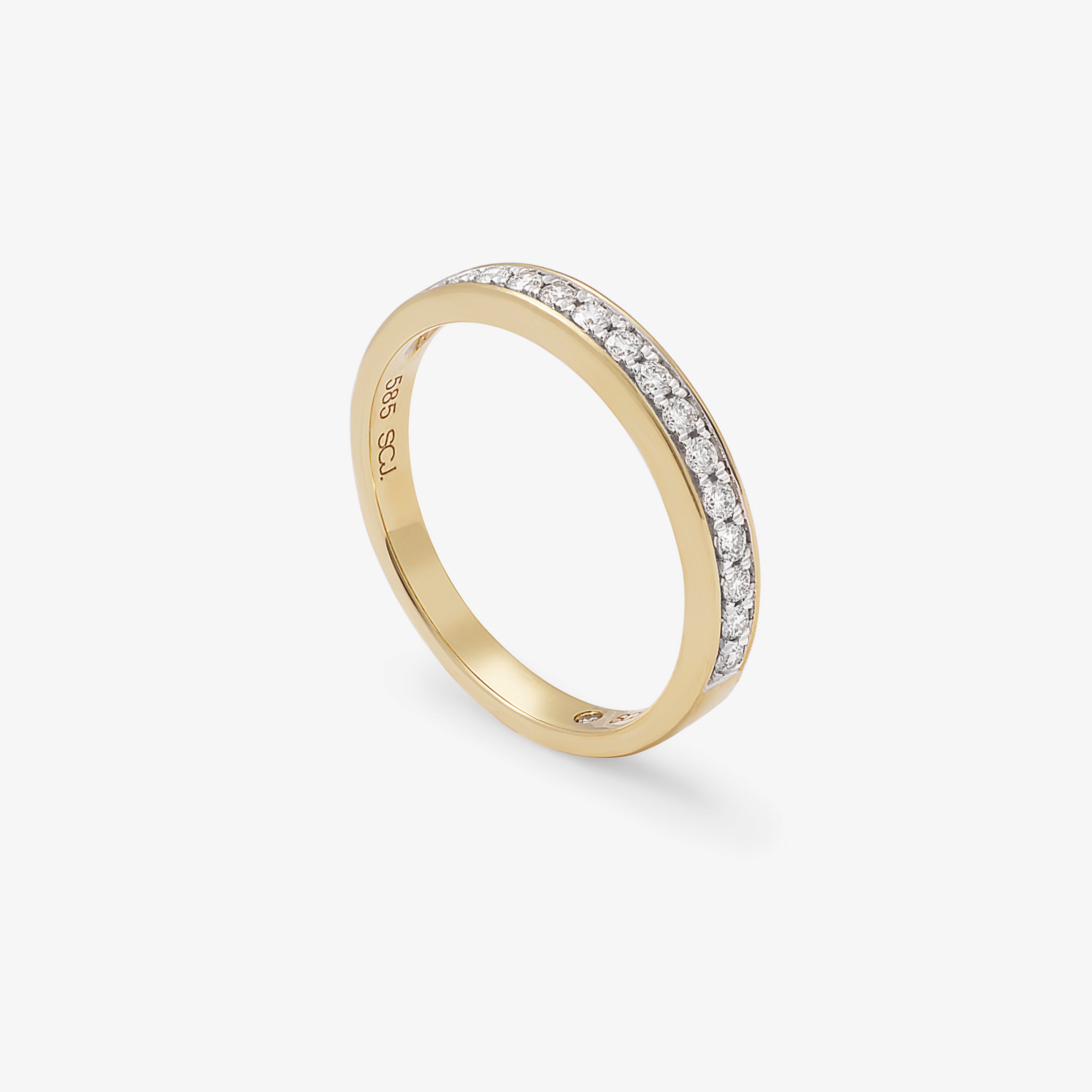 14K Yellow Gold Round Brilliant Bead Set Diamond Band