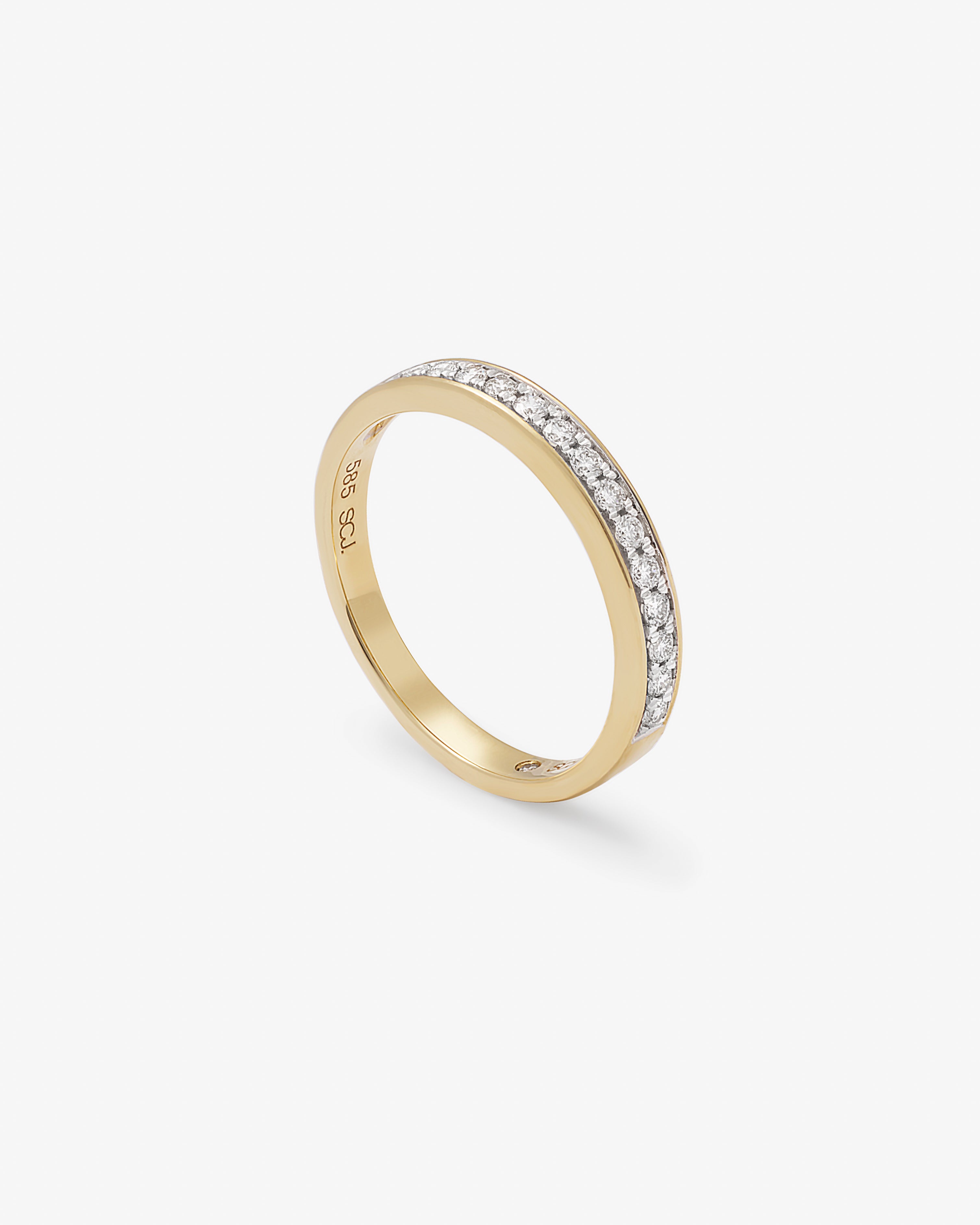14K Yellow Gold Round Brilliant Bead Set Diamond Band