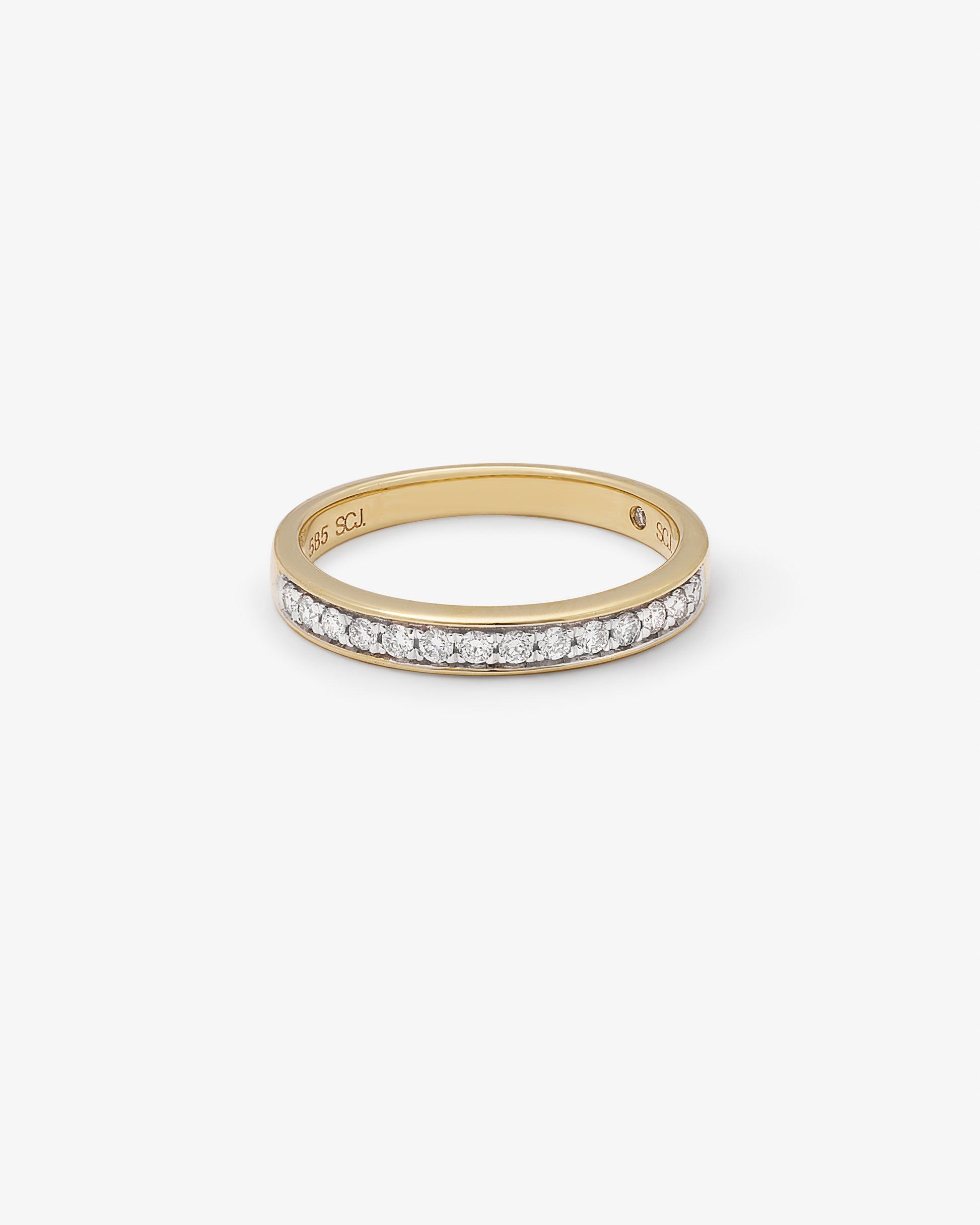 14K Yellow Gold Round Brilliant Bead Set Diamond Band