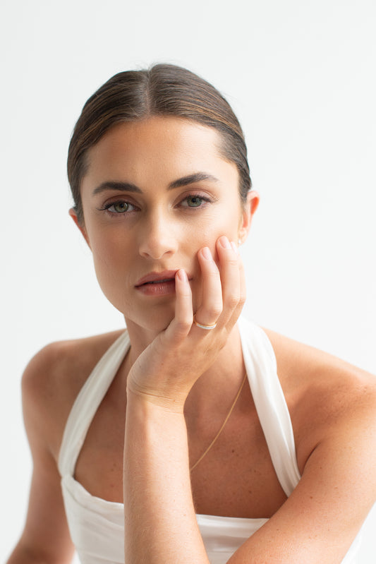 14K Yellow Gold Round Brilliant Bead Set Diamond Band 0.20tdw