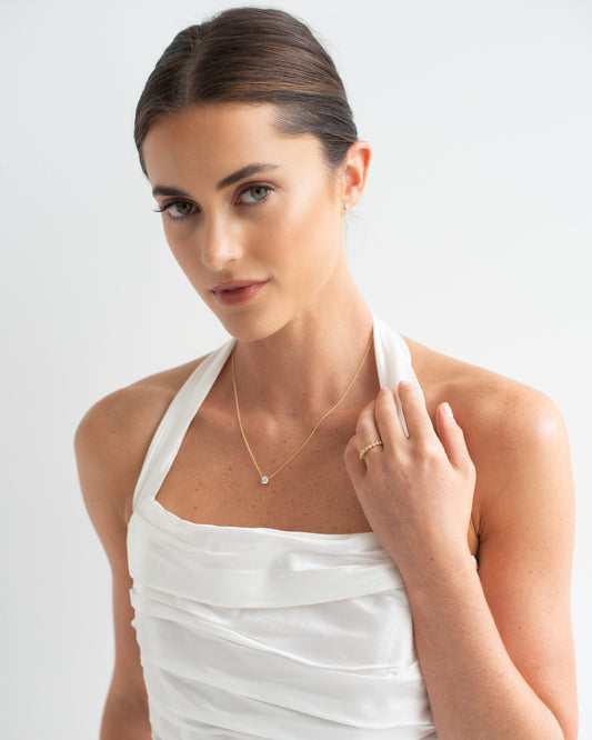 18K Yellow Gold Round Brilliant Diamond Bezel Set Band 0.25tdw