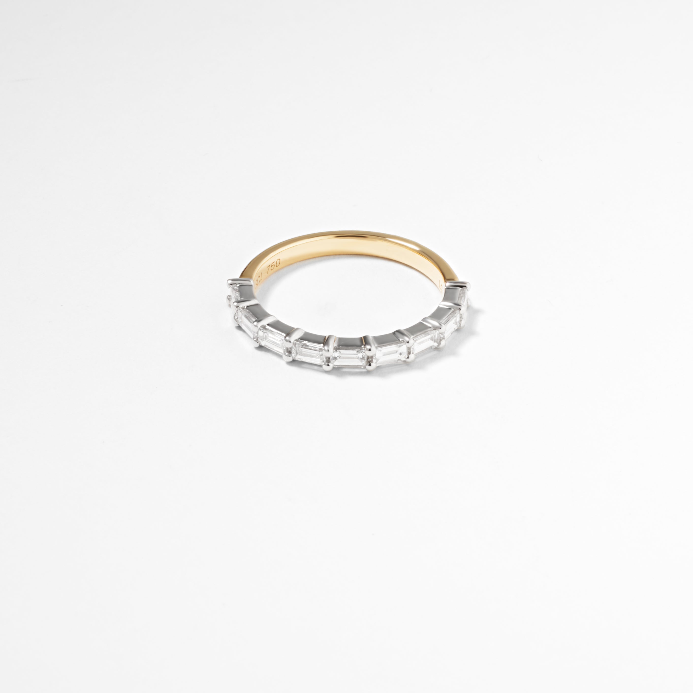 18K Yellow And White Gold Baguette Lab Diamond Floating Band