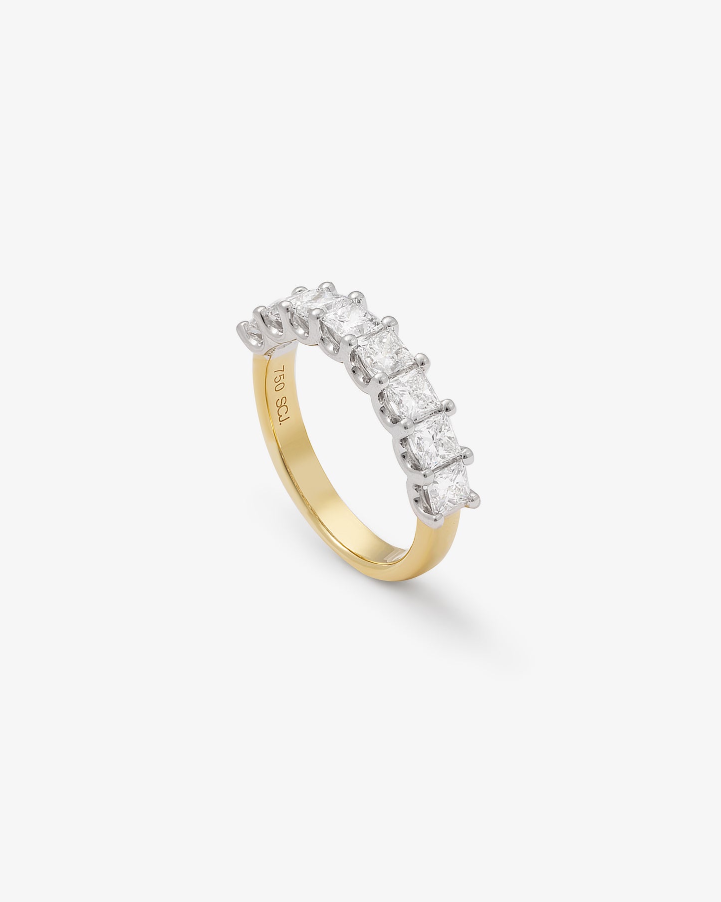 18K Yellow And White Gold Princess Cut Floating Lab Diamond Band 1.72tdw