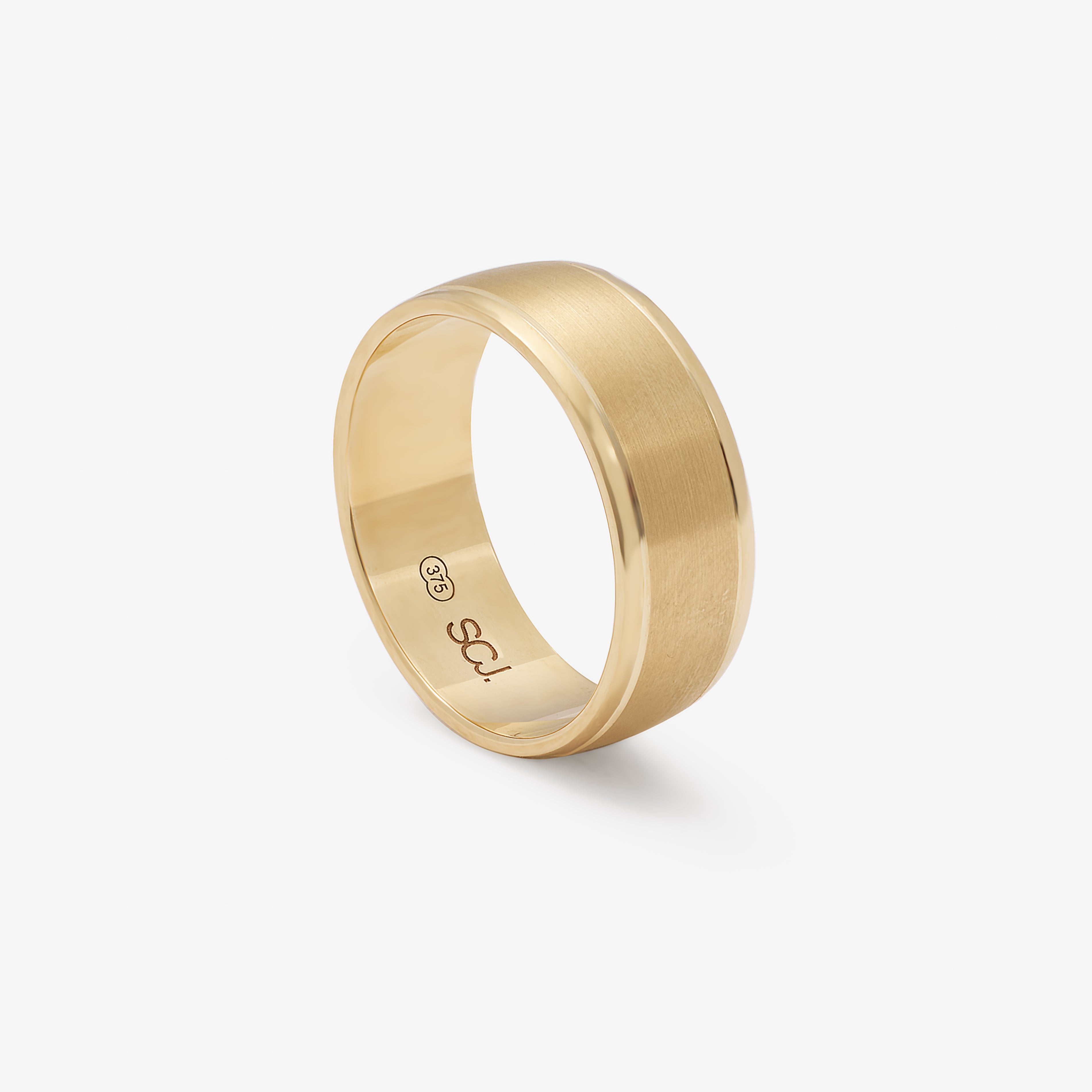 9K Yellow Gold Brushed Finish Centre And Polished Edges Band 8mm