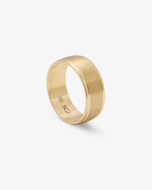 9K Yellow Gold Brushed Finish Centre And Polished Edges Band 8mm