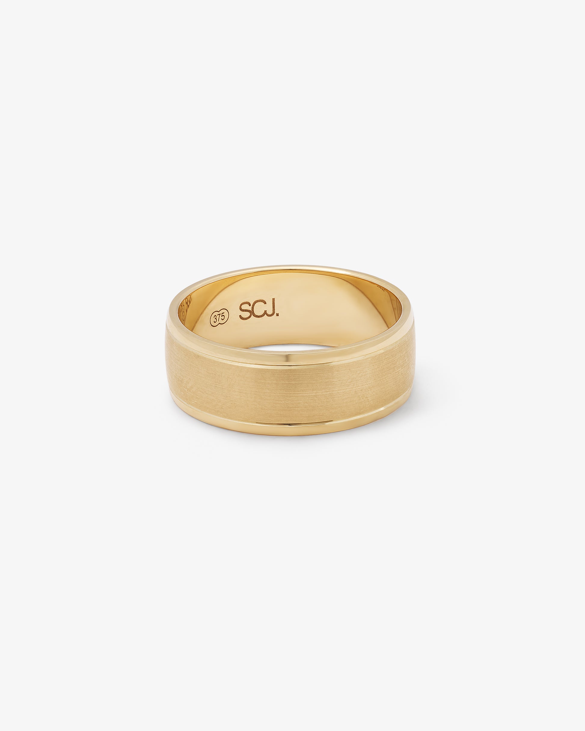 9K Yellow Gold Brushed Finish Centre And Polished Edges Band 8mm