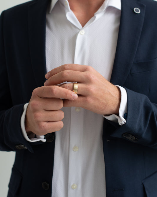 9K Yellow Gold Brushed Finish Centre And Polished Edges Band 8mm