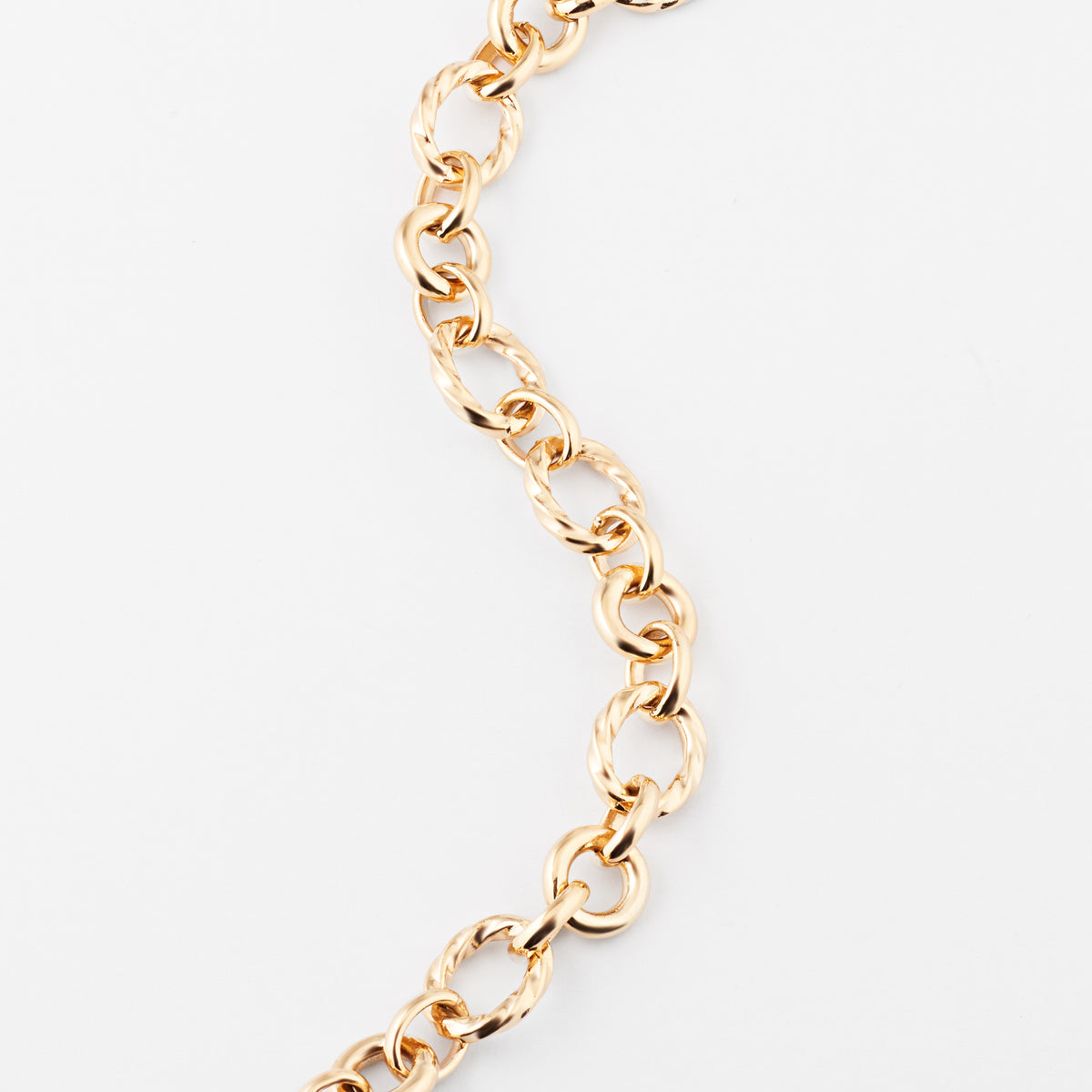 9K yellow gold solid alternating oval and round link bracelet, 19cm