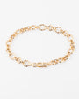 9K yellow gold solid alternating oval and round link bracelet, 19cm