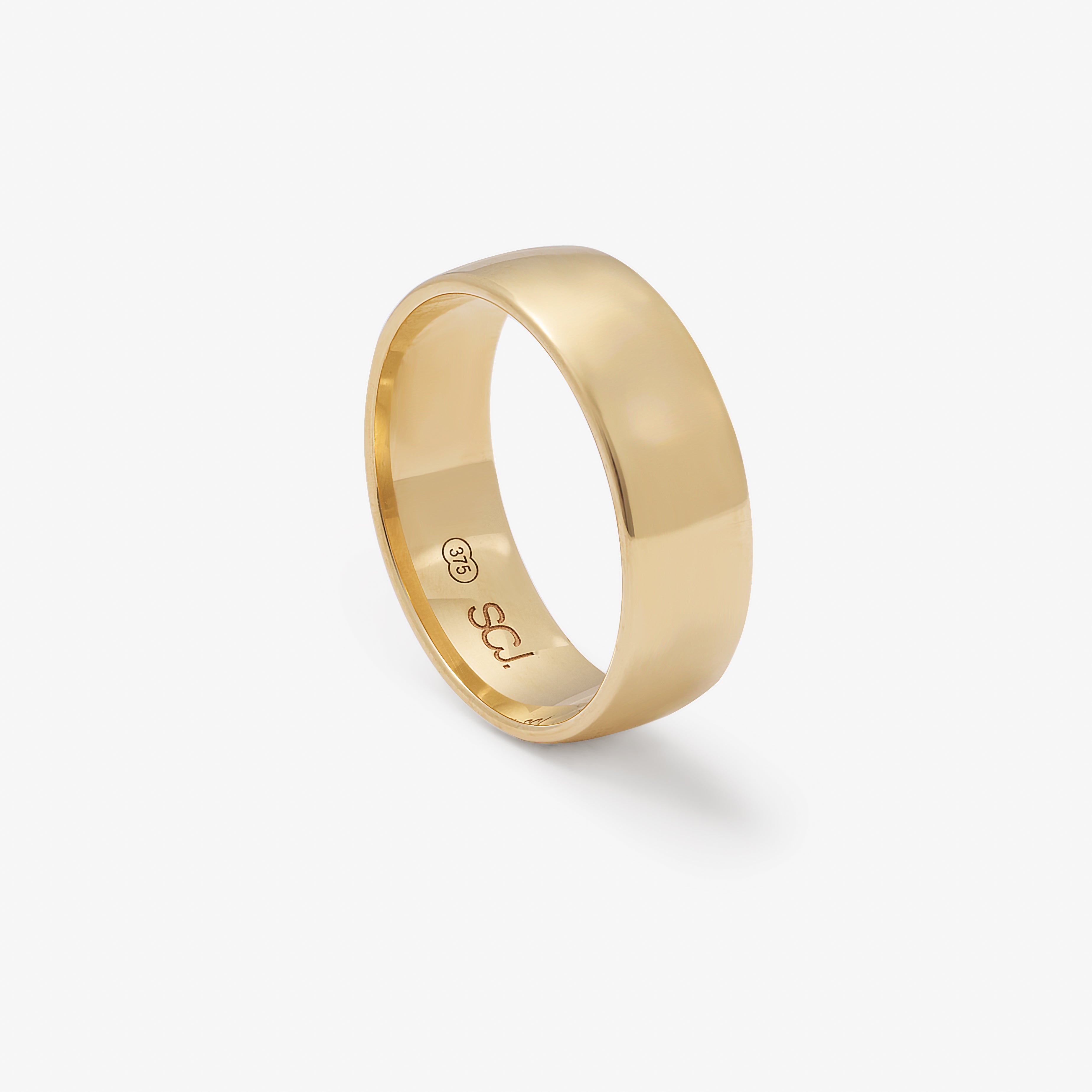 9K Yellow Gold 7mm Barrel Band Ring