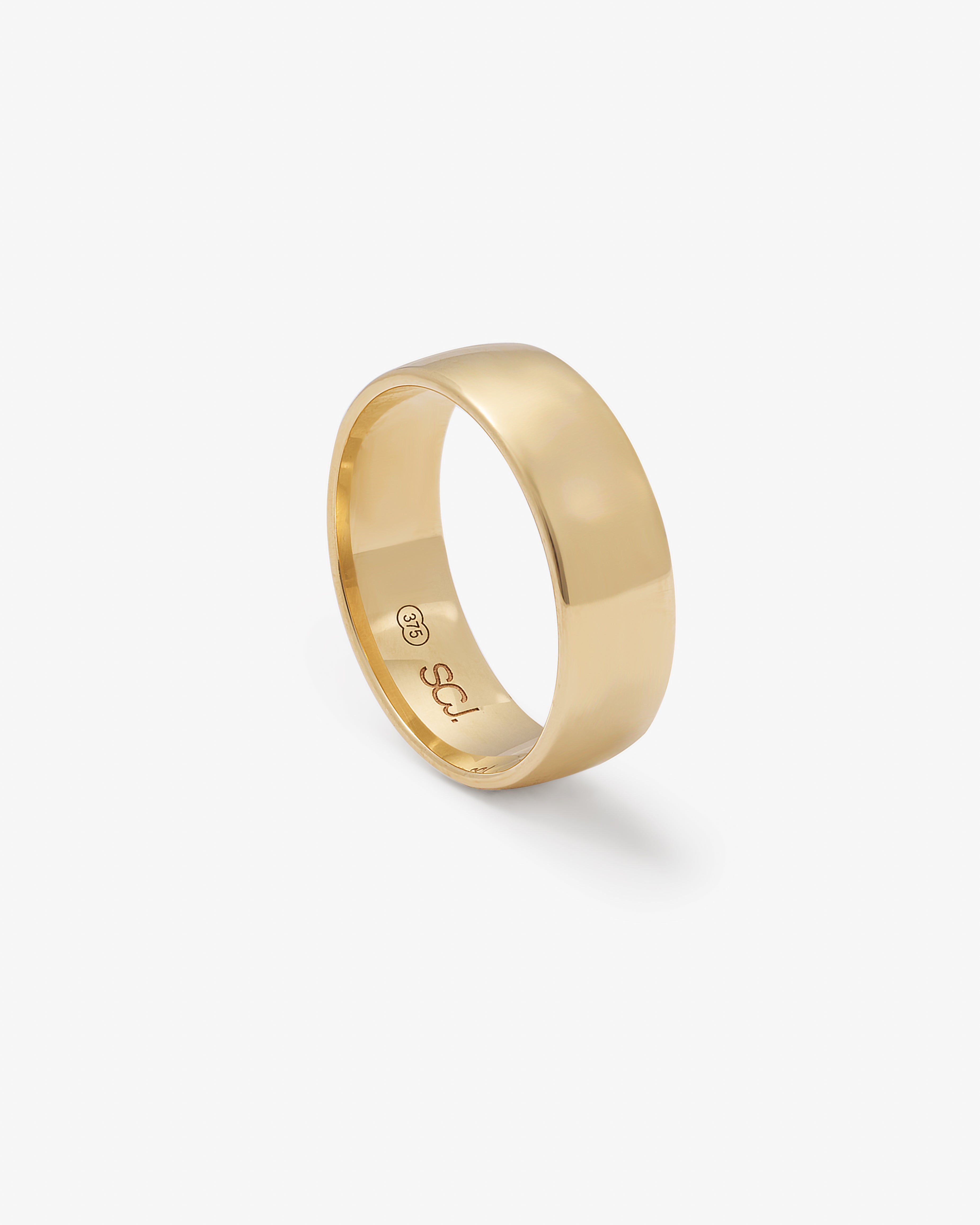9K Yellow Gold 7mm Barrel Band Ring