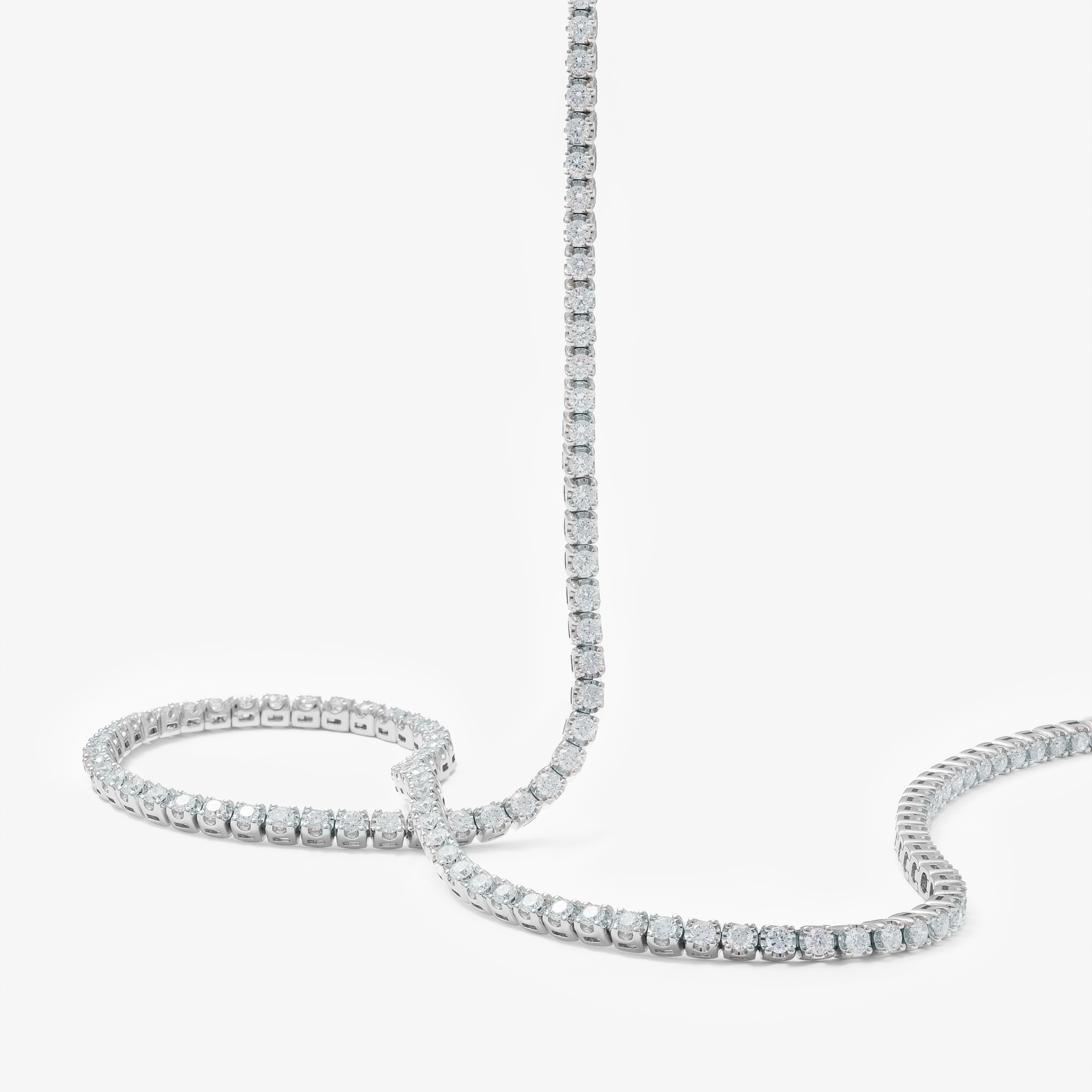 9K White Gold 5.0tdw Lab Diamond Tennis Necklace 42cm