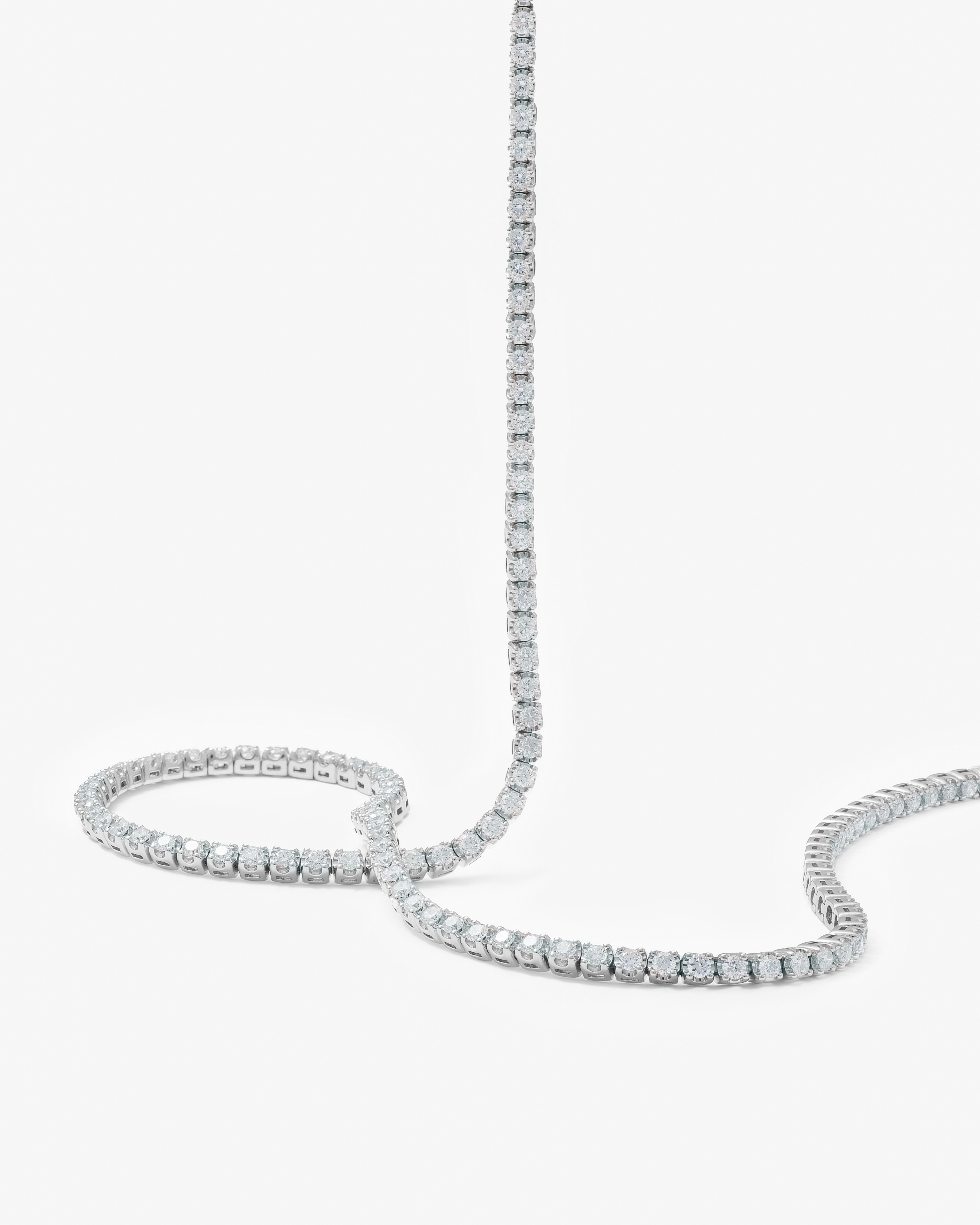 9K White Gold 5.0tdw Lab Diamond Tennis Necklace 42cm